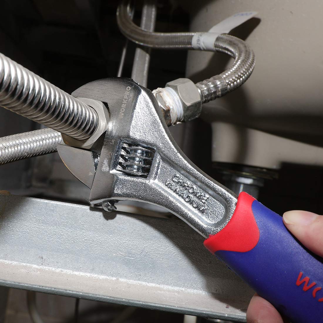 3-piece Adjustable Wrench Set CR-V with Rubberized Anti-Slip Grips 6-inch, 8-inch, 10-inch