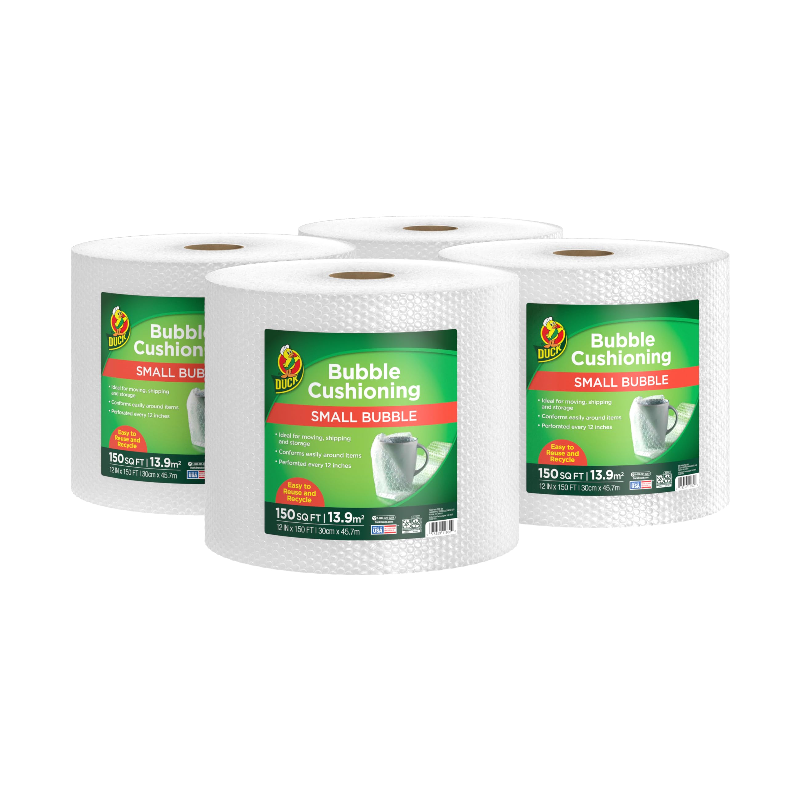 12" Small Bubble Cushioning Wrap - 1 Pack / 4 Pack Bubble Packing Wrap for Extra Protection Packaging Boxes & Mailer