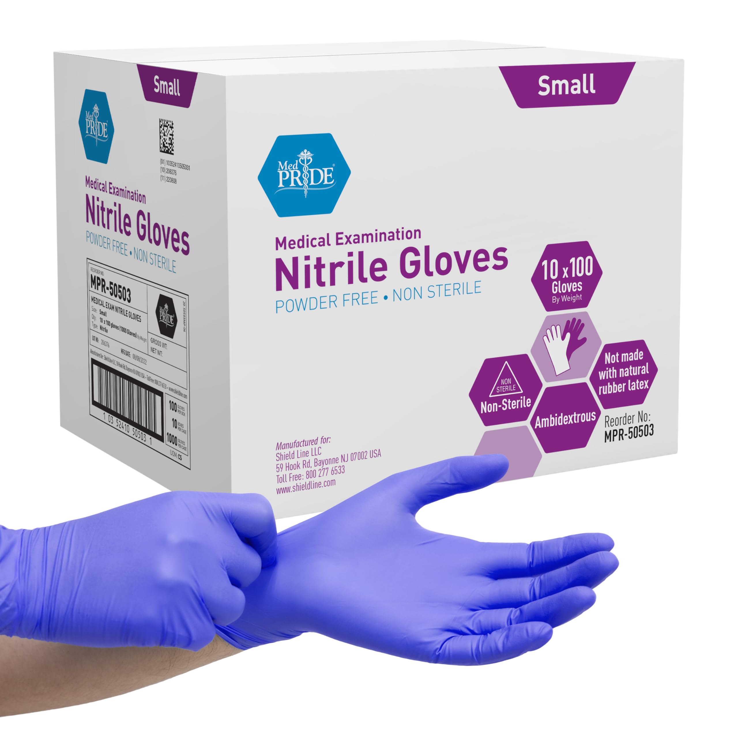 [100 / 1000 PCS] MedPride Powder-Free Nitrile Exam Gloves