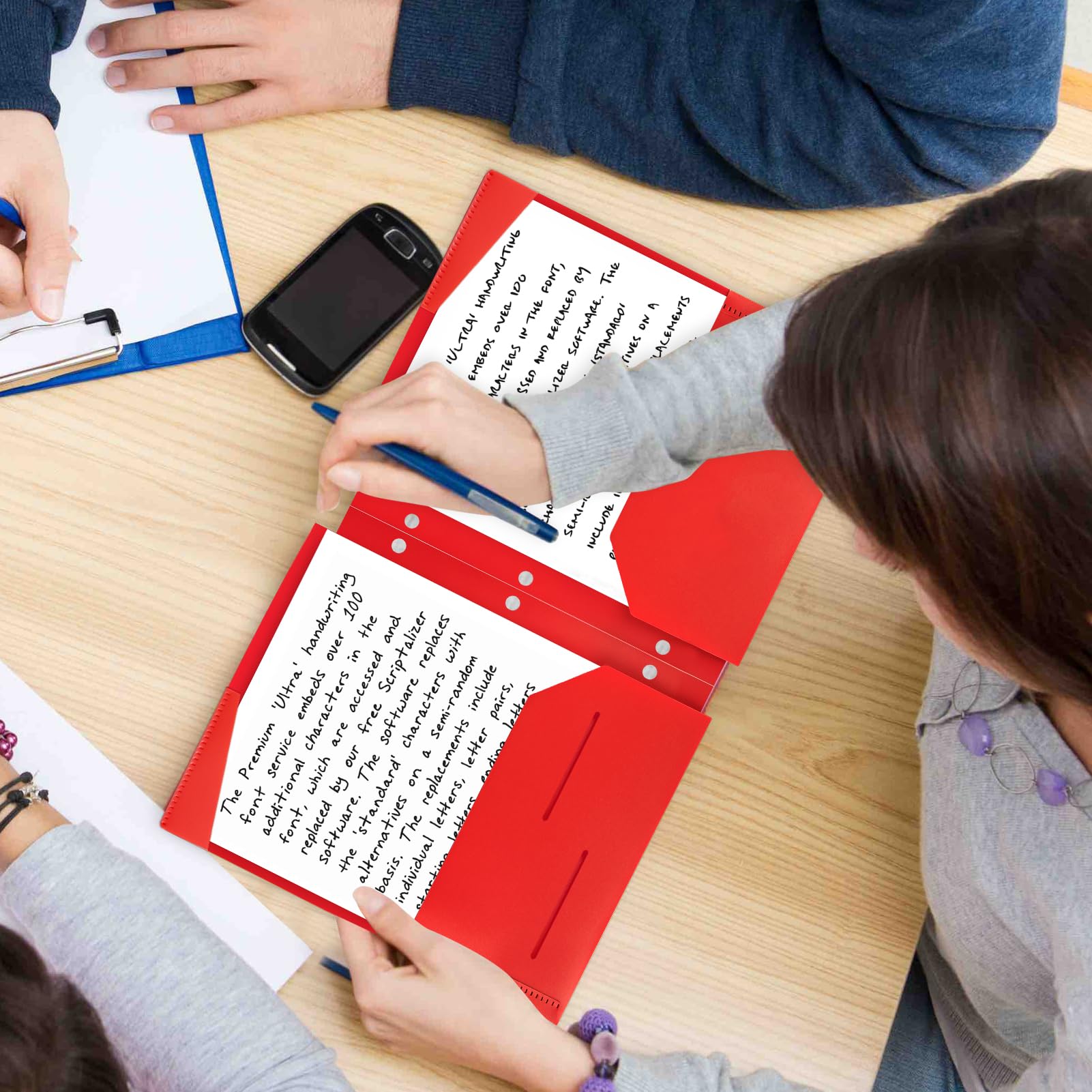 [6 & 12 Pack] Habgp Plastic Folders with Pockets for 3 Hole Punched Binder Folder, 6 Color