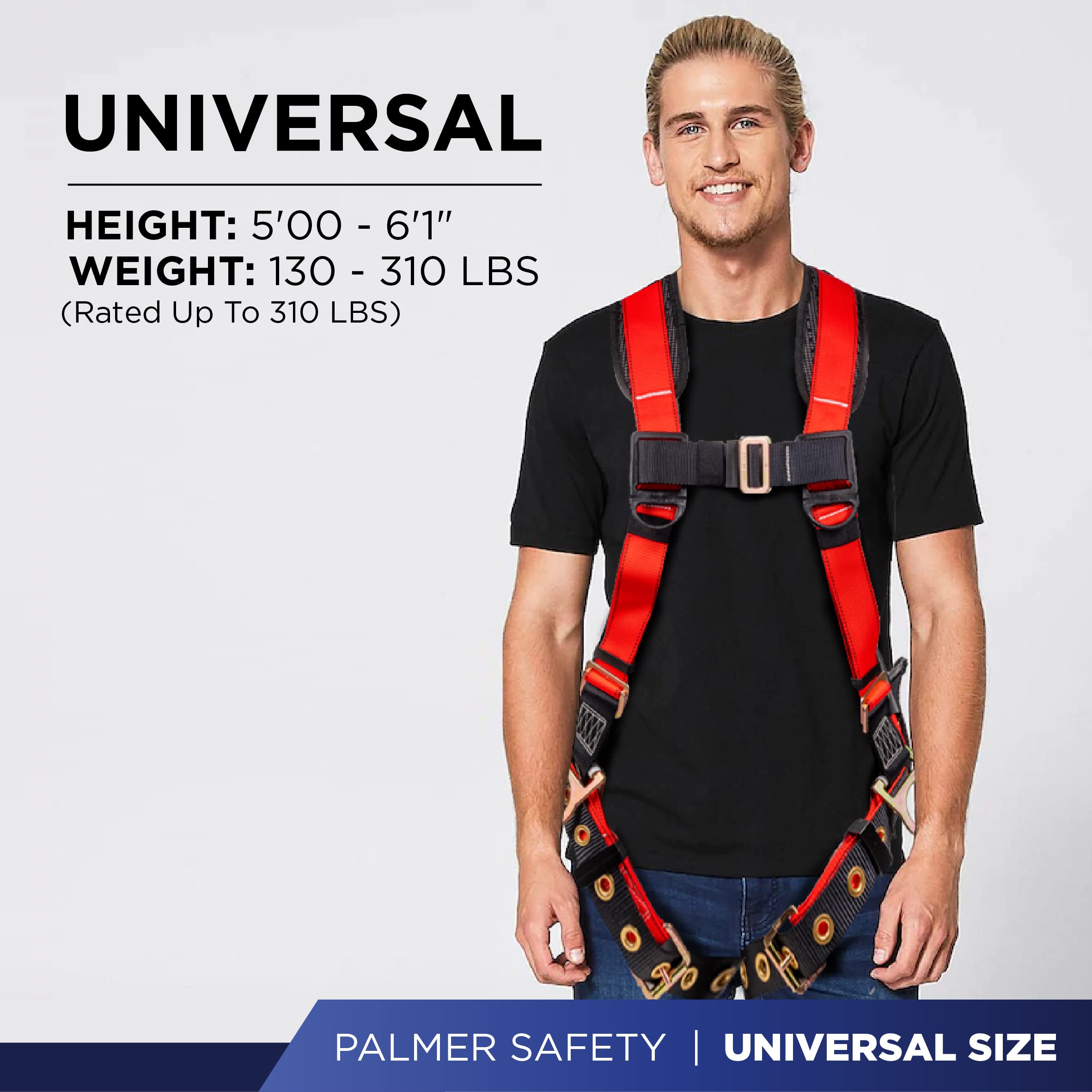 [1 Pack] Fall Protection 5pt Safety Harness w/ OSHA ANSI Compliant Personal Equipment