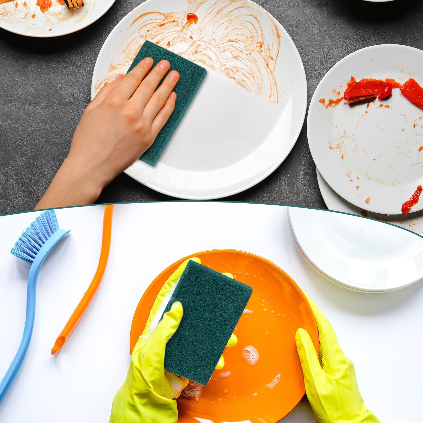 Heavy Duty Scouring Pads Non Scratch, 4.3 x 3 x 0.3 in (50 / 100 / 150 / 200 Pcs )