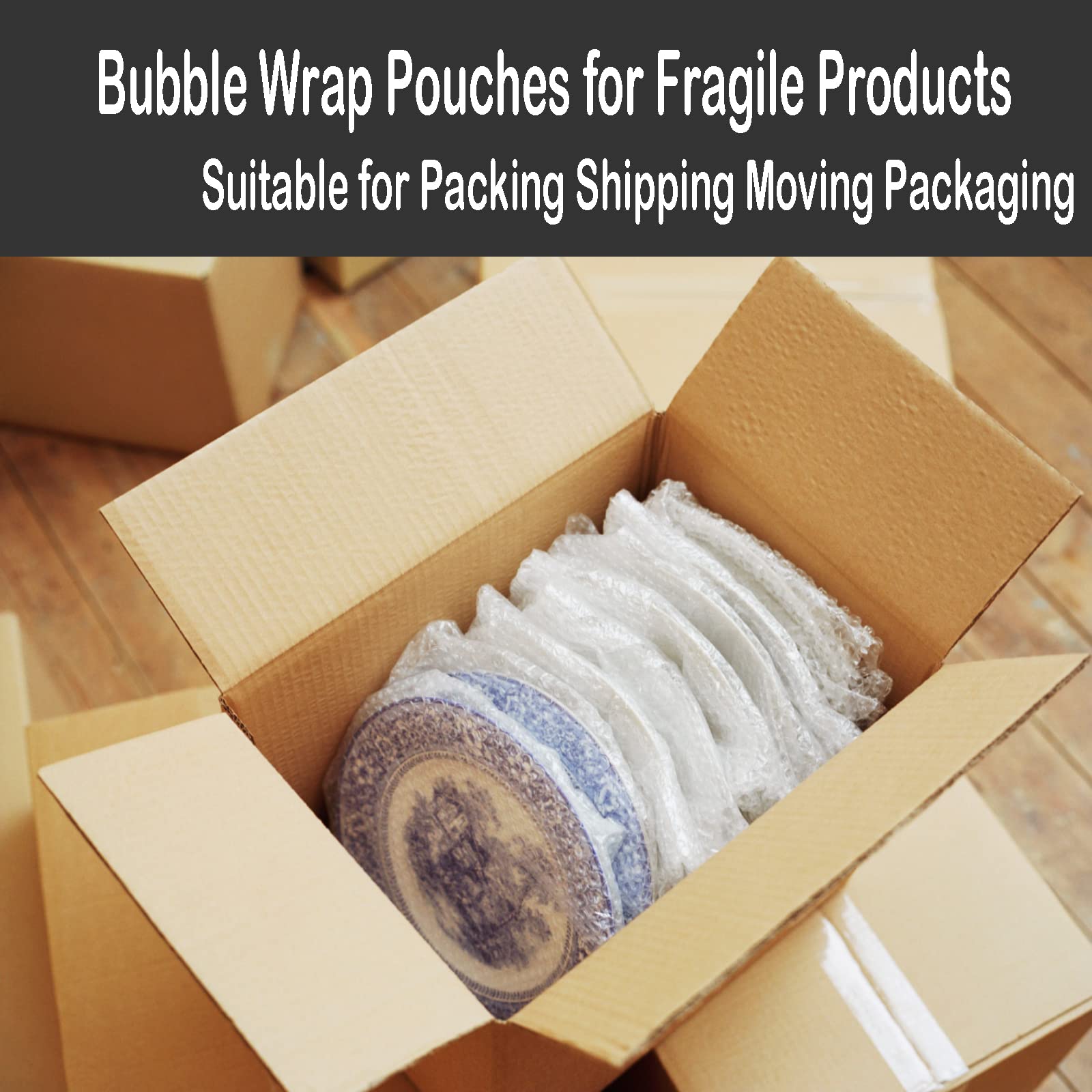 200 Pcs Clear Bubble Out Bags 6”x8”/ 12"x12" / 16"x20", Bubble Pouches Wrap Bag