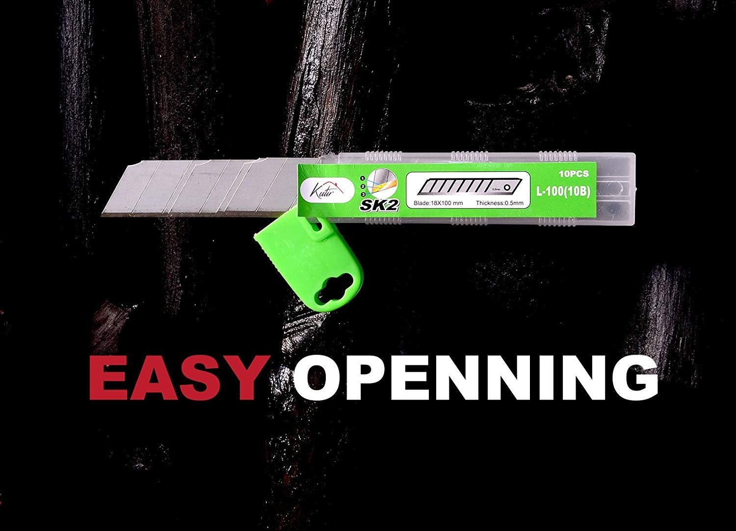 Box Cutter Utility Knife Replacement Blades (Pack of 10) - SK2 Metal 18mm Snap-Off Blade