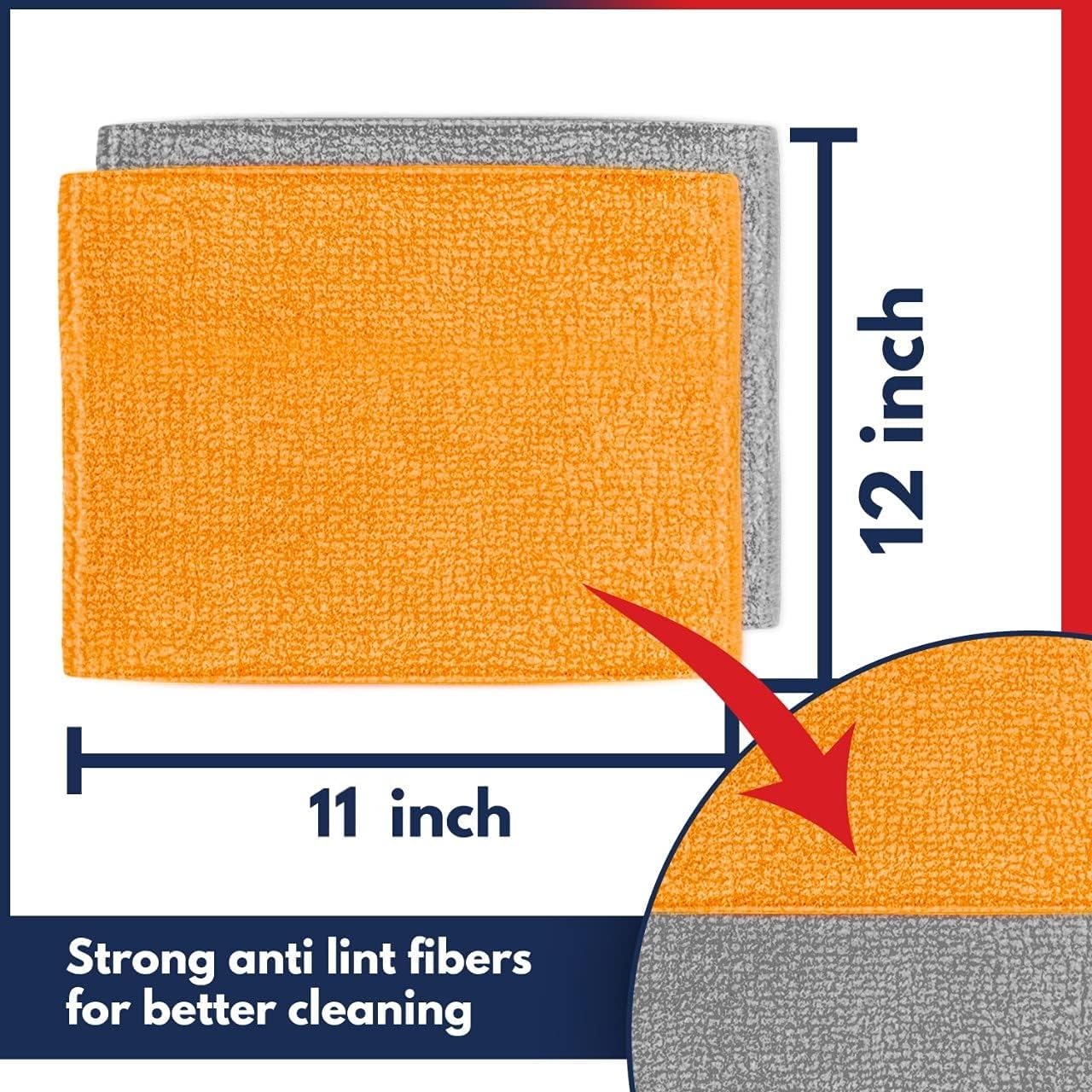 Microfiber Cleaning Cloth, 12x11 inches, Pack of 8