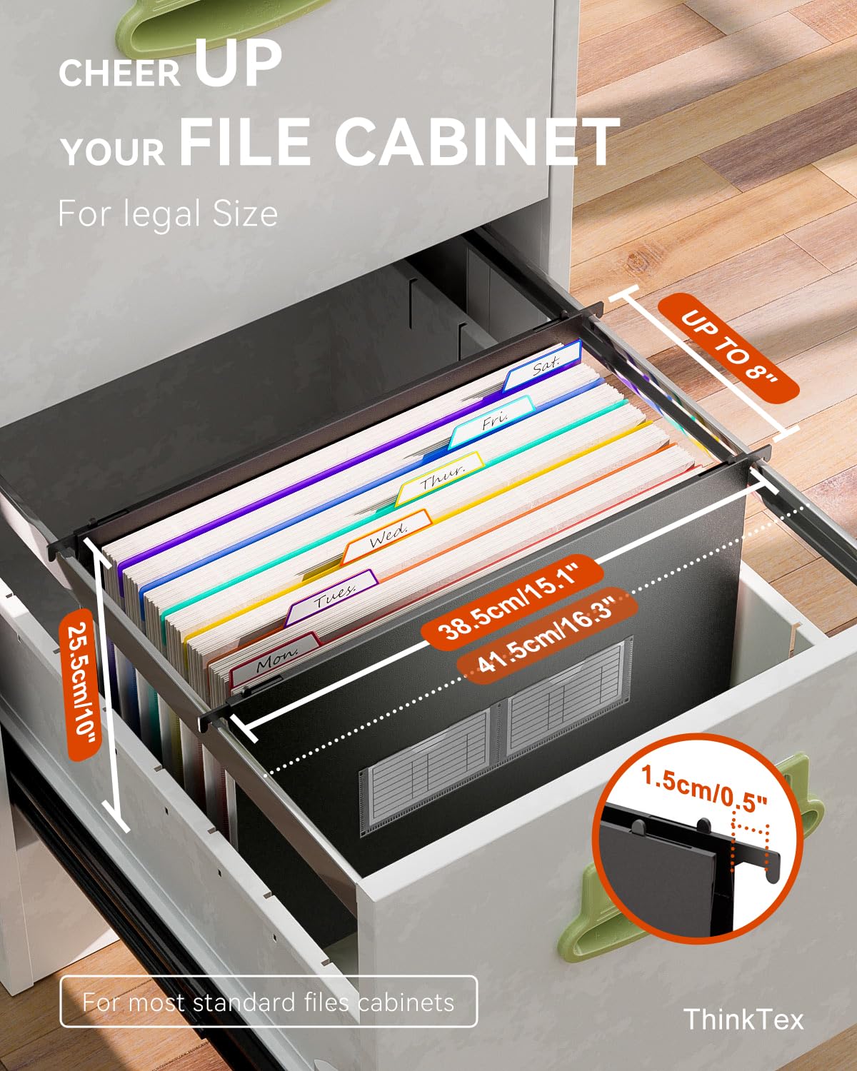 Plastic Expanding Hanging File Folders, 7 Innovative 1.2", Large Capacity - Letter / Legal size