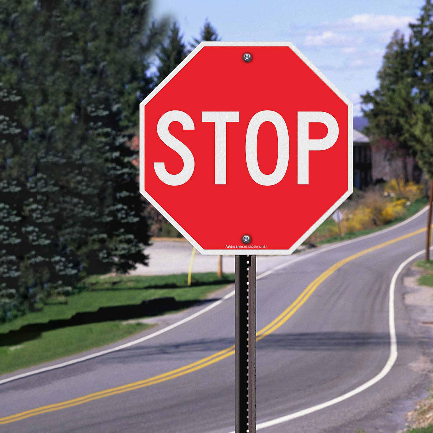 [2 Packs] Reflective Stop Signs, 12 x 12 Inches, Wall-Mount
