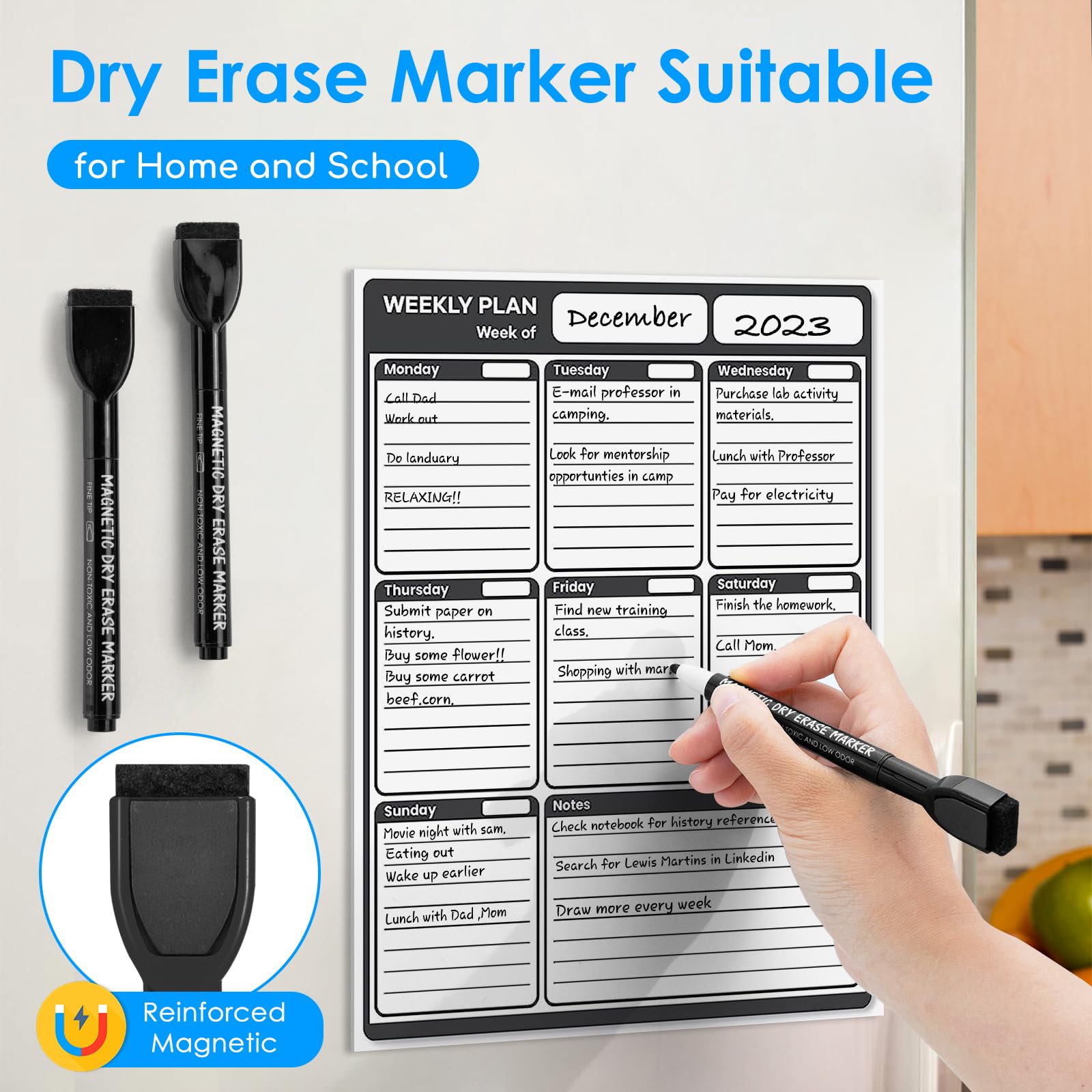 [12 / 24 / 36 PCS] Magnetic Dry Erase Markers Fine Tip with Eraser Cap