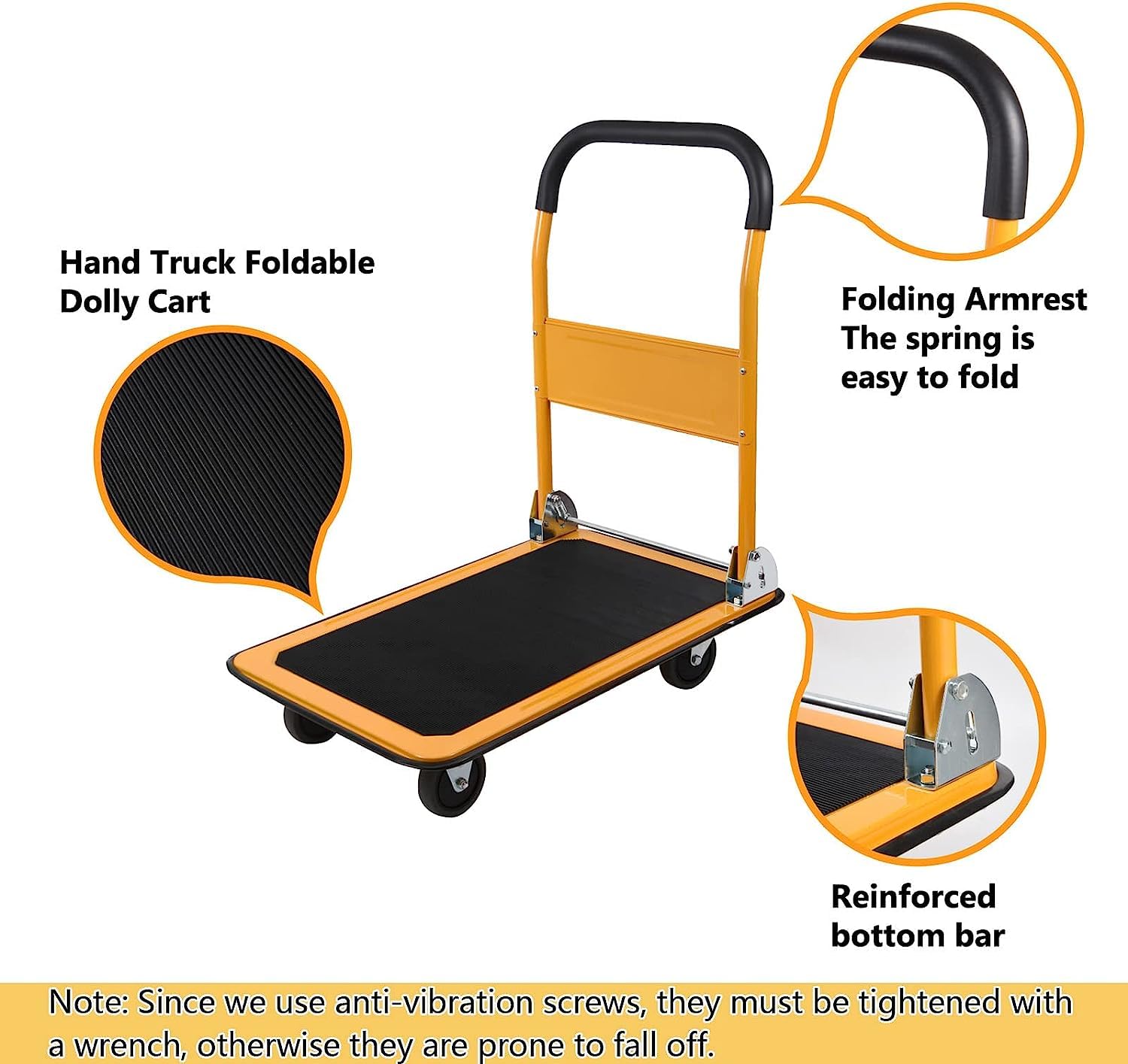 LEADALLWAY Foldable Push Cart Platform Cart