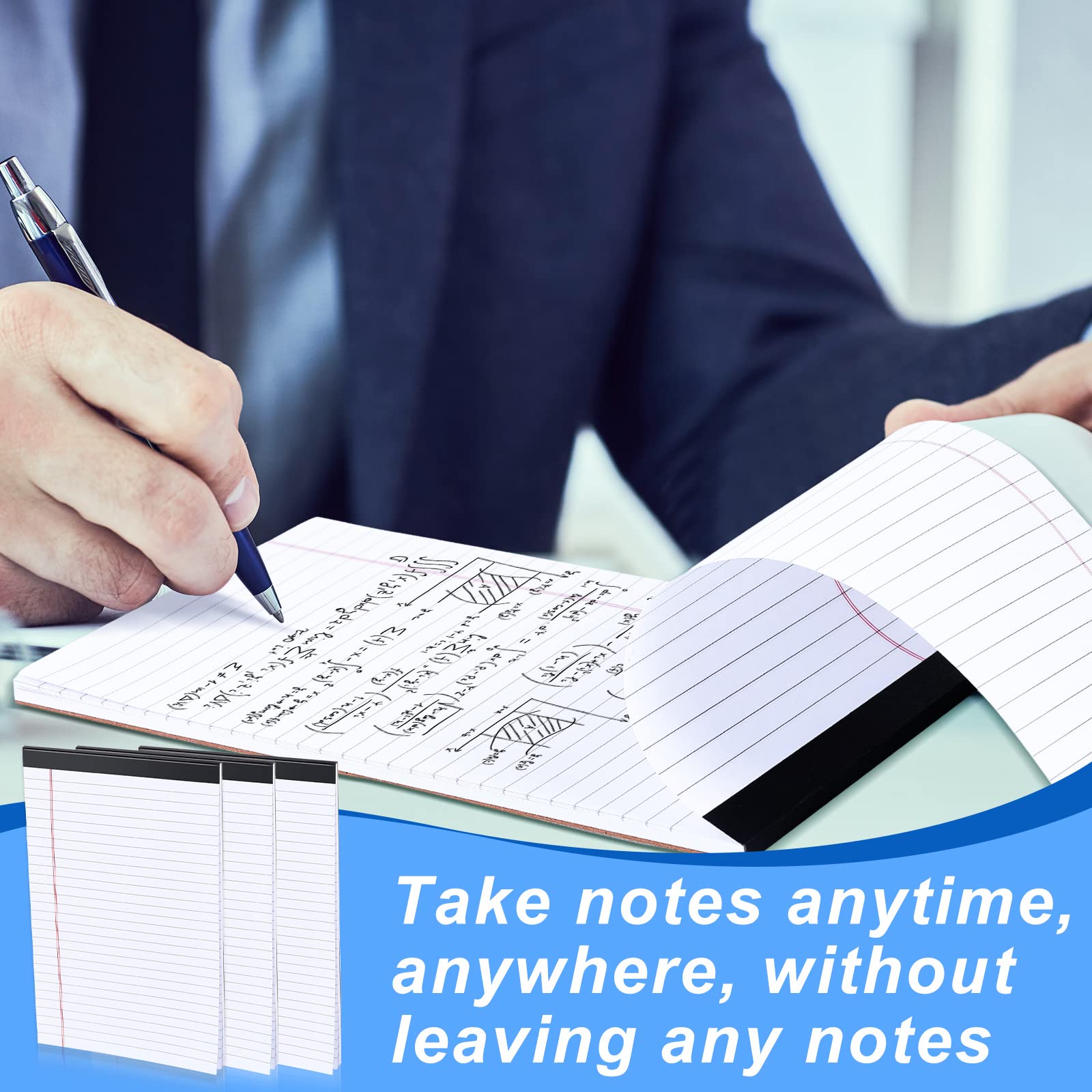 100 Pcs Legal Pads 5 x 8 Inch, Wide Ruled Small Notepads, 40 Sheets/Pad