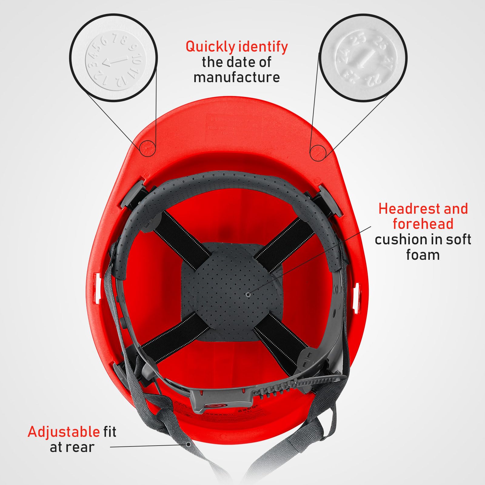 [10 Pcs] Suspension Hard Hat for Construction, Ratchet Cap Style w/ Self Adjusting Straps for Man & Woman