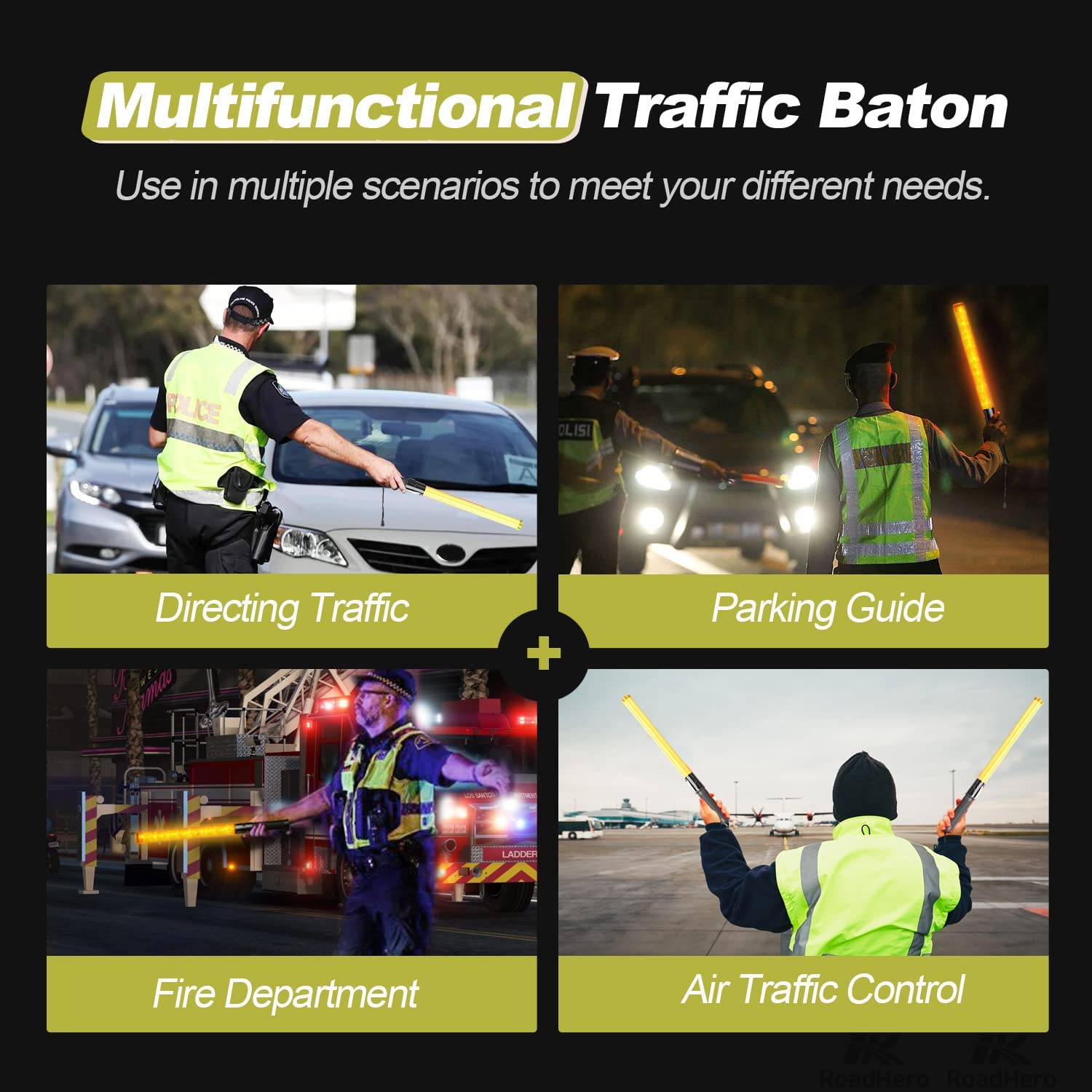 [2 / 4 Pack] Traffic Wand, 21 Inch Led Traffic Control Baton