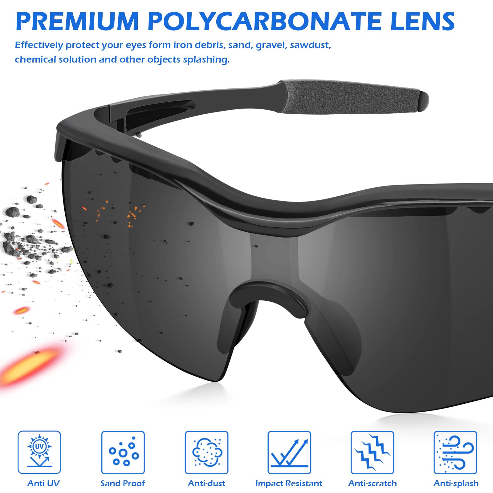 [12 PCS] Safety Glasses, ANSI Z87.1 UV Protection Impact Resistant