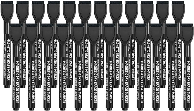 [12 / 24 / 36 PCS] Magnetic Dry Erase Markers Fine Tip with Eraser Cap
