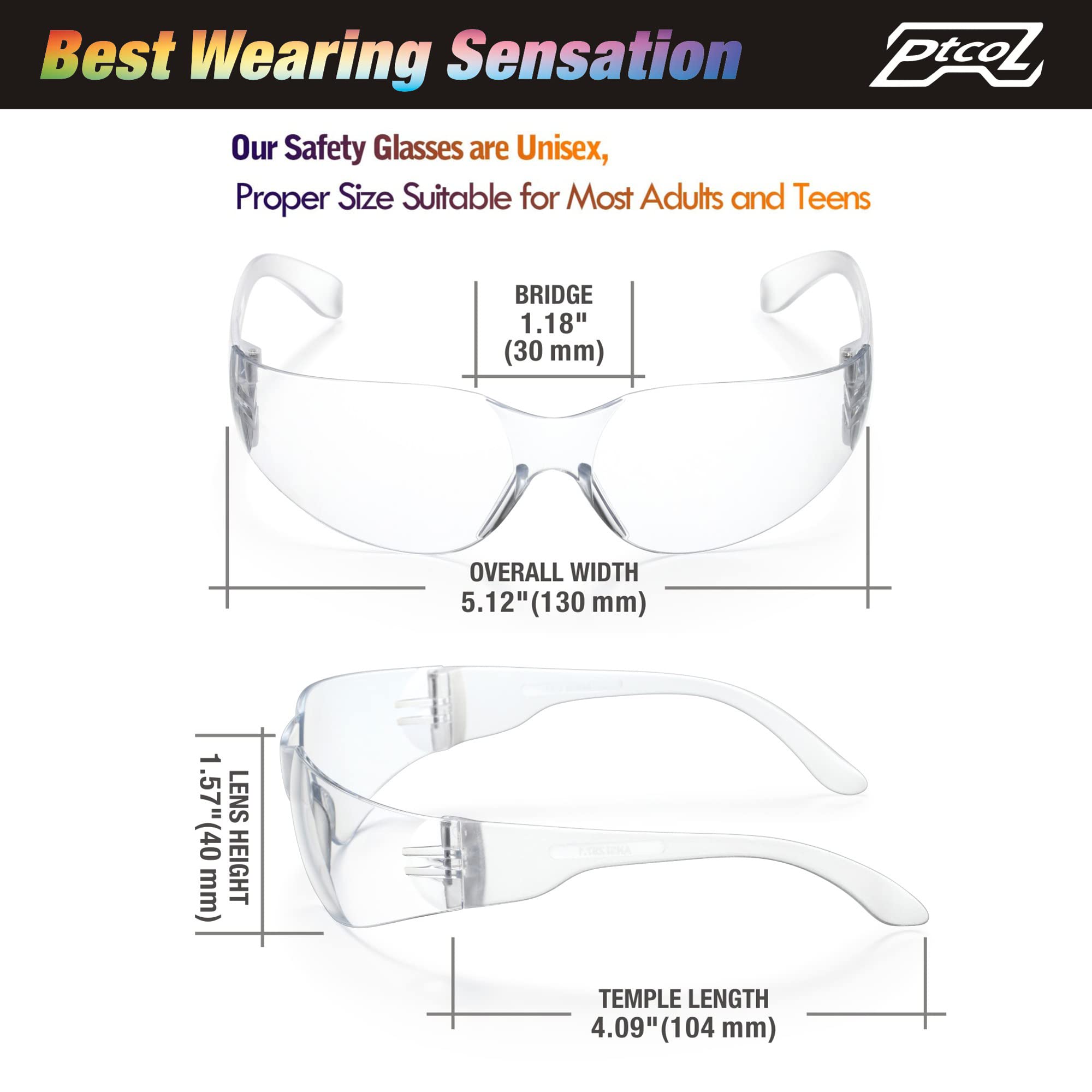 [28 PCS] Safety Glasses (Bulk Pack of 24+4) with ANSI Z87.1 Certified