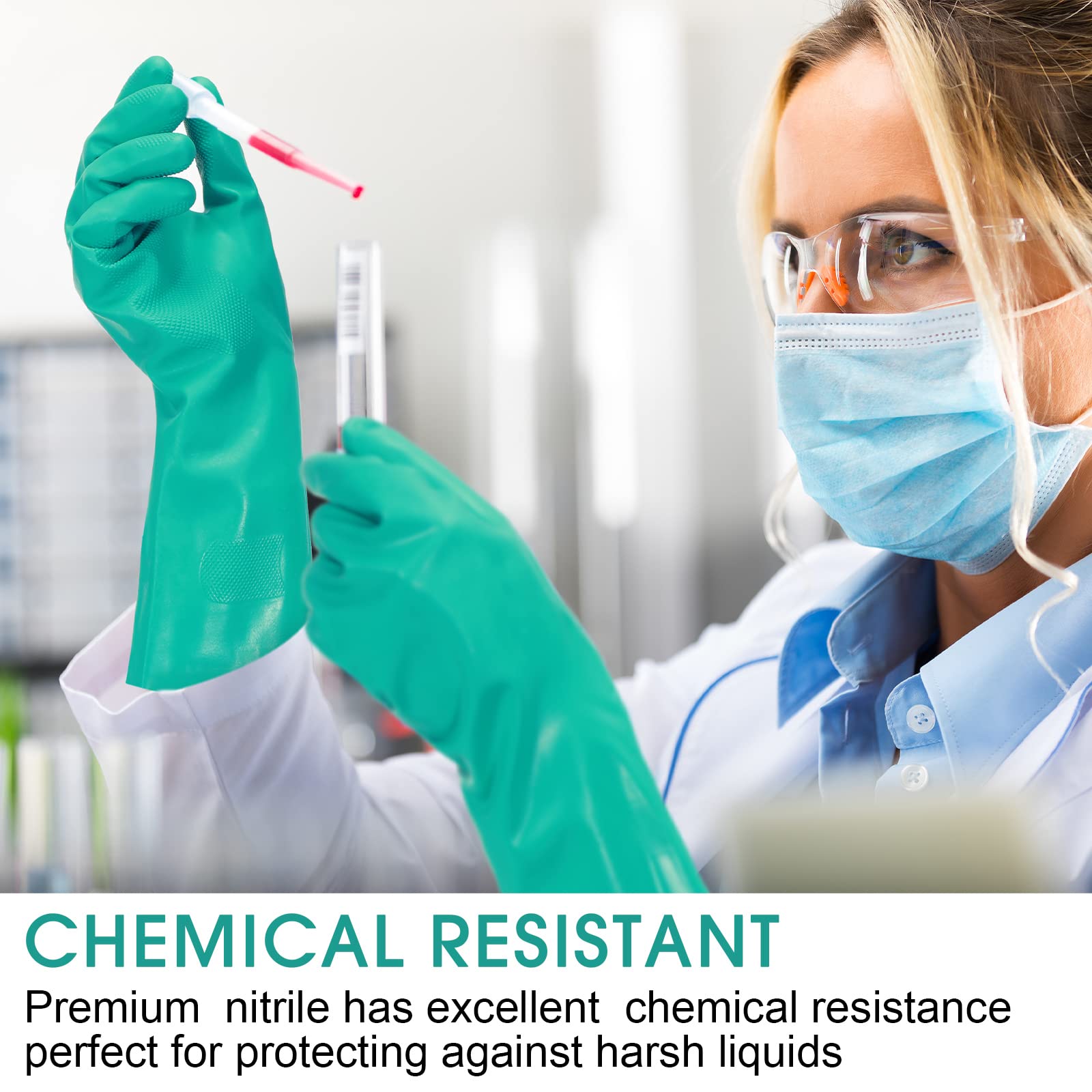 [20 Pairs] Chemical Resistant Gloves Heavy Duty Nitrile Gloves