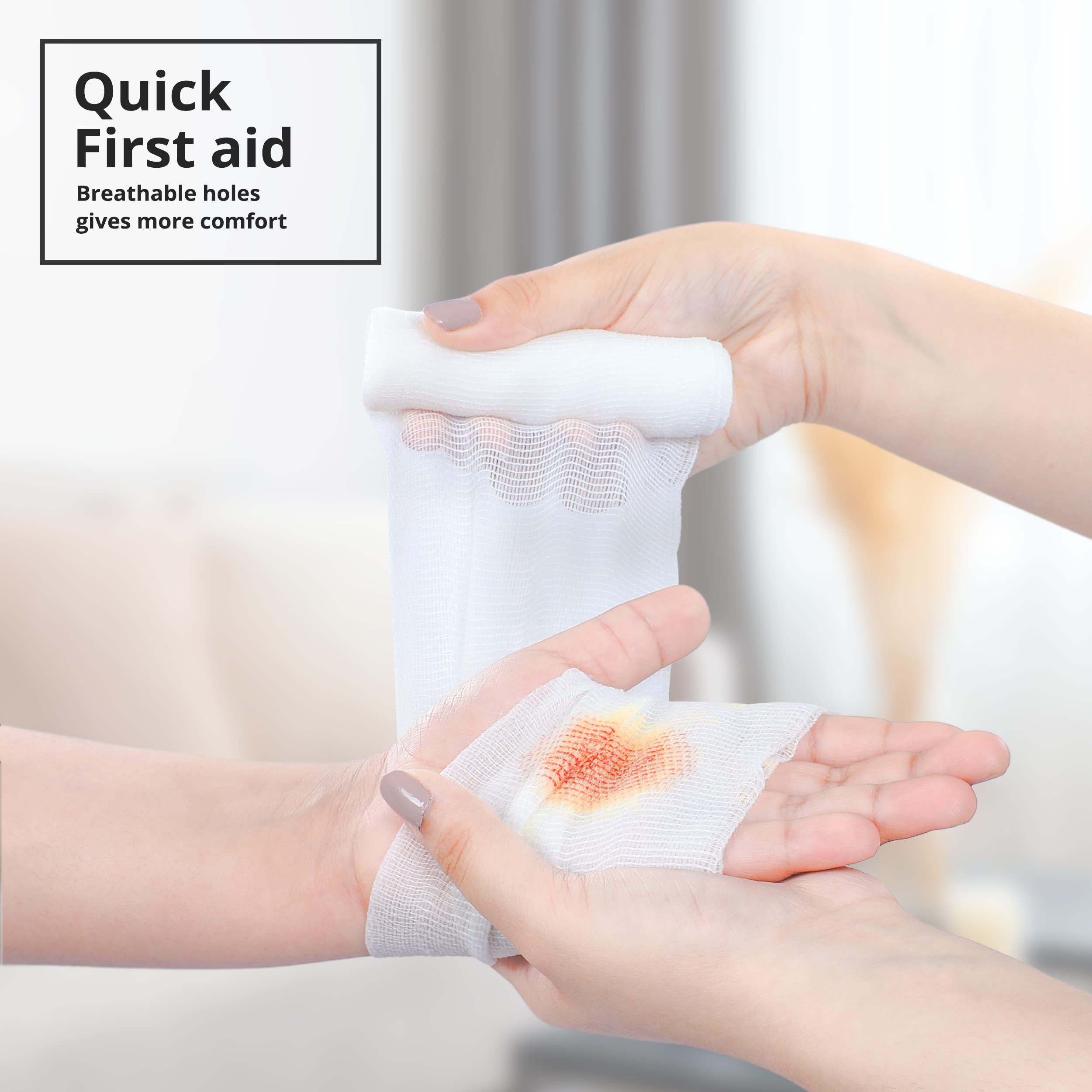 [24 Pack] Premium Gauze Rolls - 4" x 4.1 Yards Individually Wrapped, First Aid conforming bandages + Bonus Medical Tape