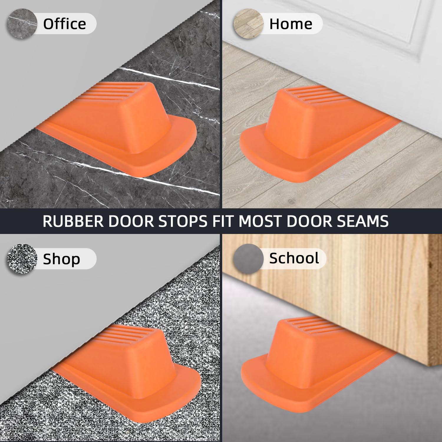 Door Stoppers, 4 Pack Premium Rubber Stoppers Wedge