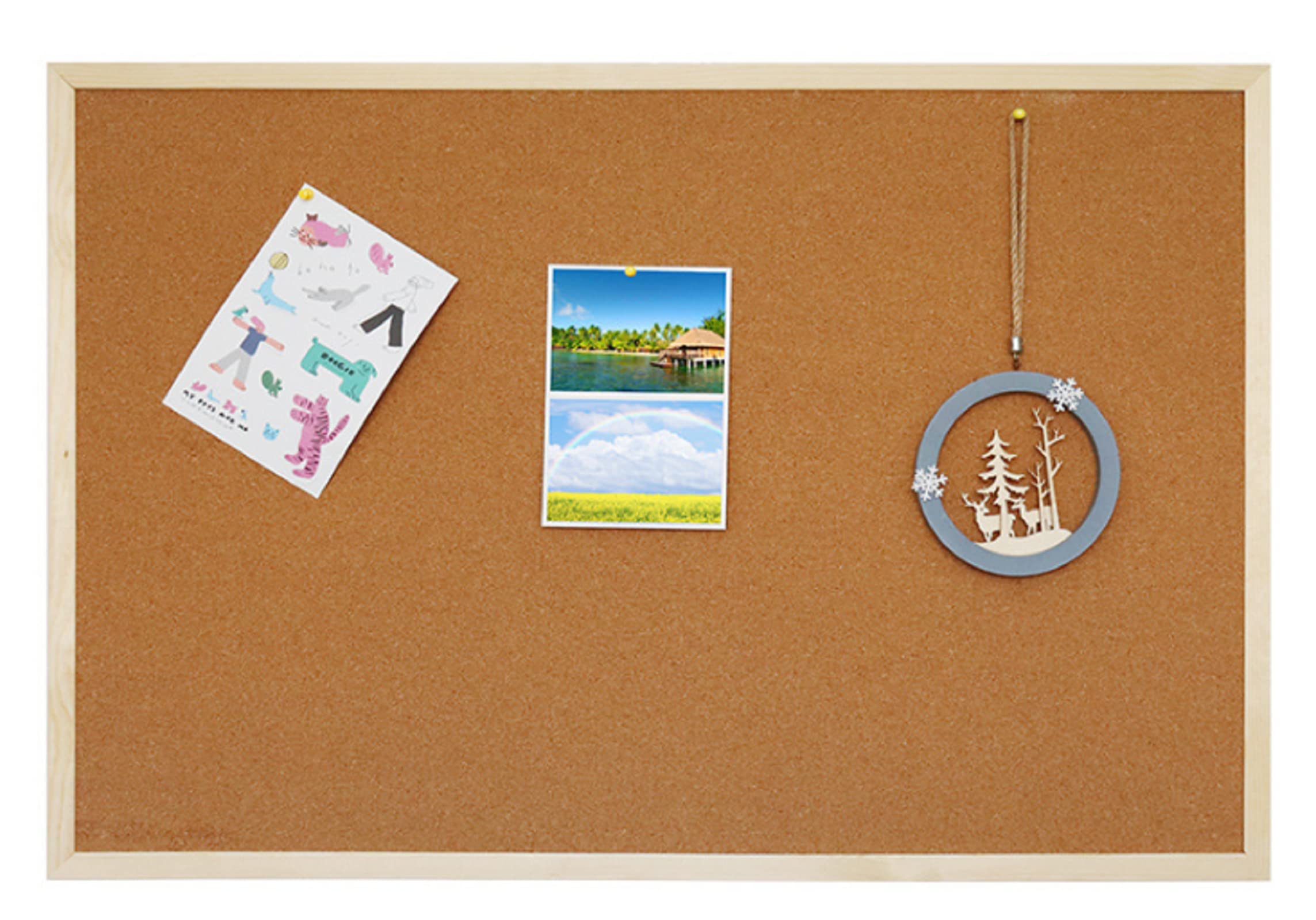 [1 PC] Cork Bulletin Board for Wall, Oak Wood Finish Frame, 15.7" x 12"