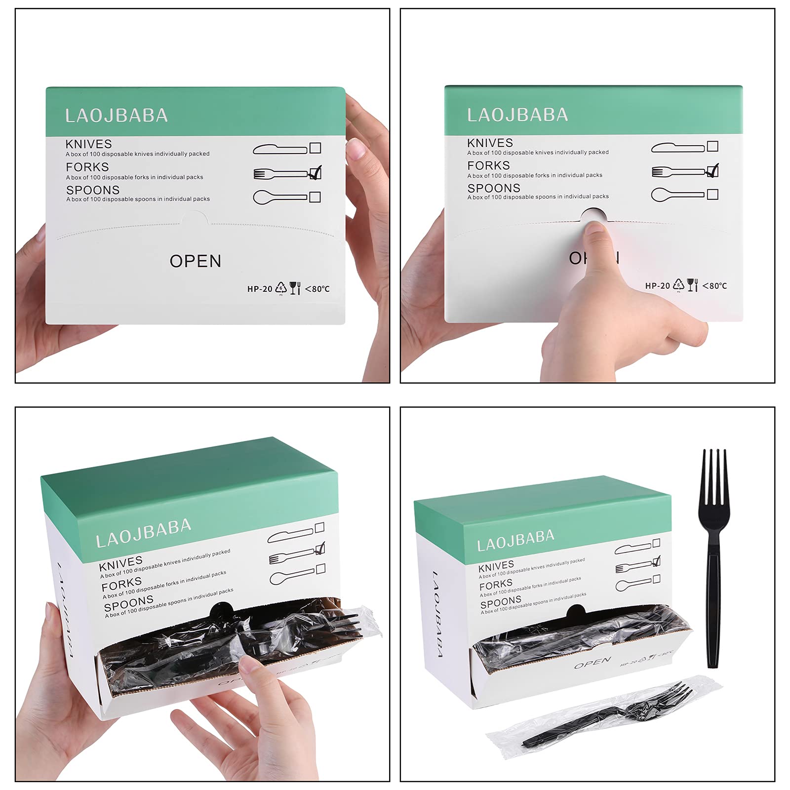 [100 PCS] Disposable Plastic Fork, Individually Packaged, Black 7 Inch