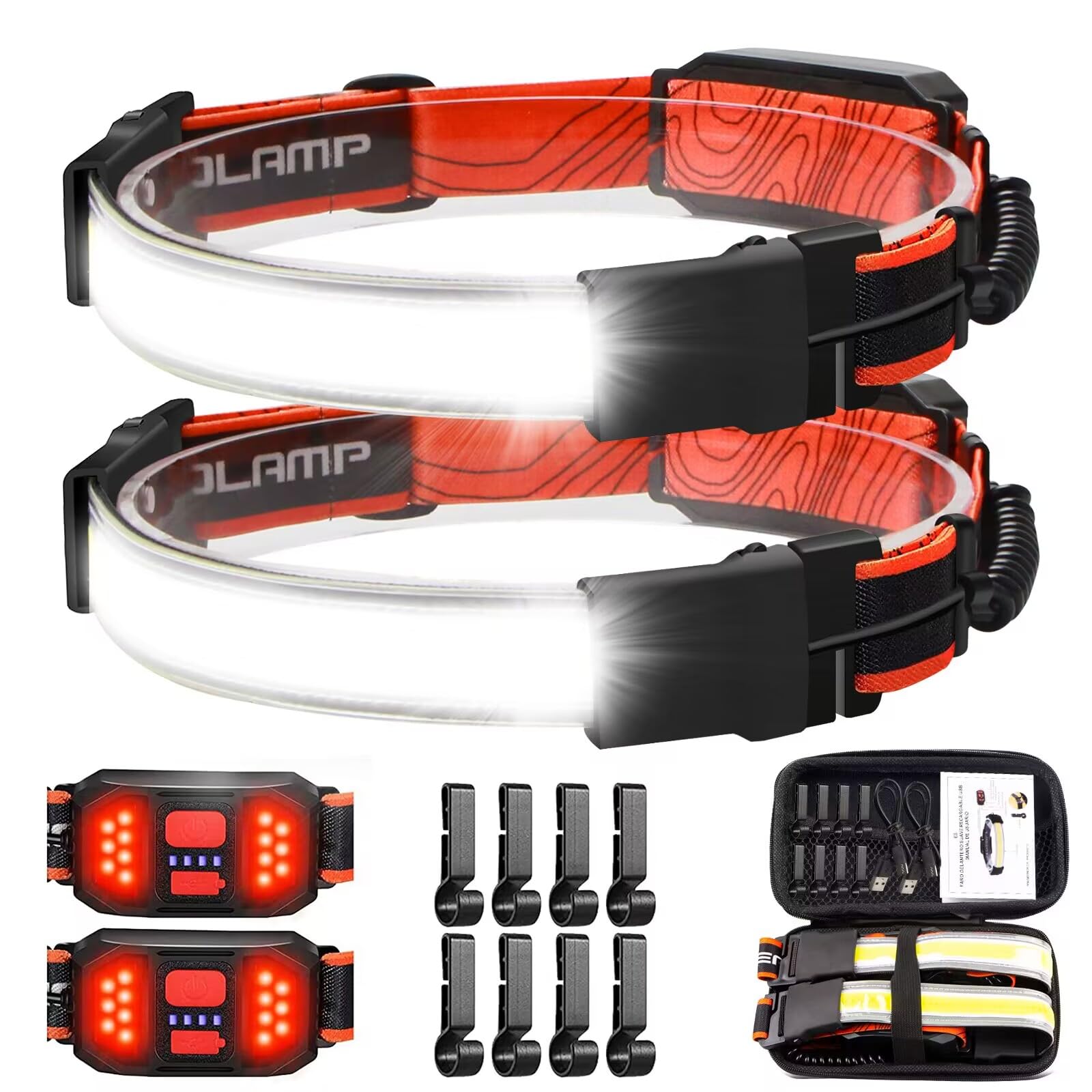 [1 / 2 / 4 Packs] LED Headlamp Flashlight, 1000 lumens 230° USB Rechargeable Head Lamp