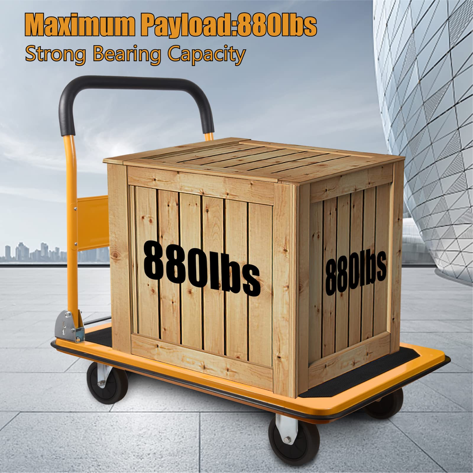 LEADALLWAY Foldable Push Cart Platform Cart