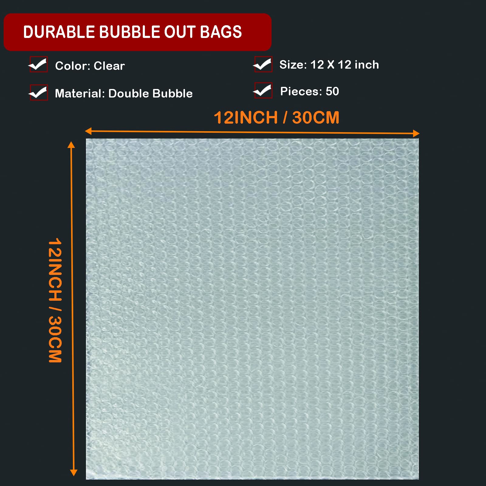 200 Pcs Clear Bubble Out Bags 6”x8”/ 12"x12" / 16"x20", Bubble Pouches Wrap Bag
