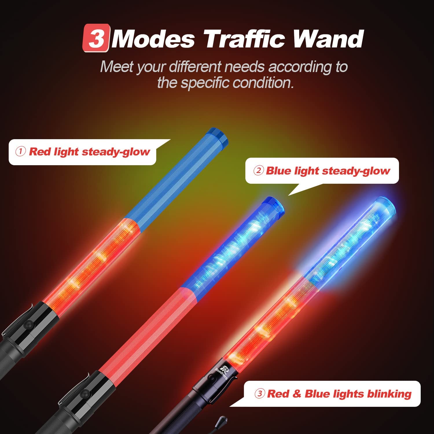 [2 / 4 Pack] Traffic Wand, 21 Inch Led Traffic Control Baton