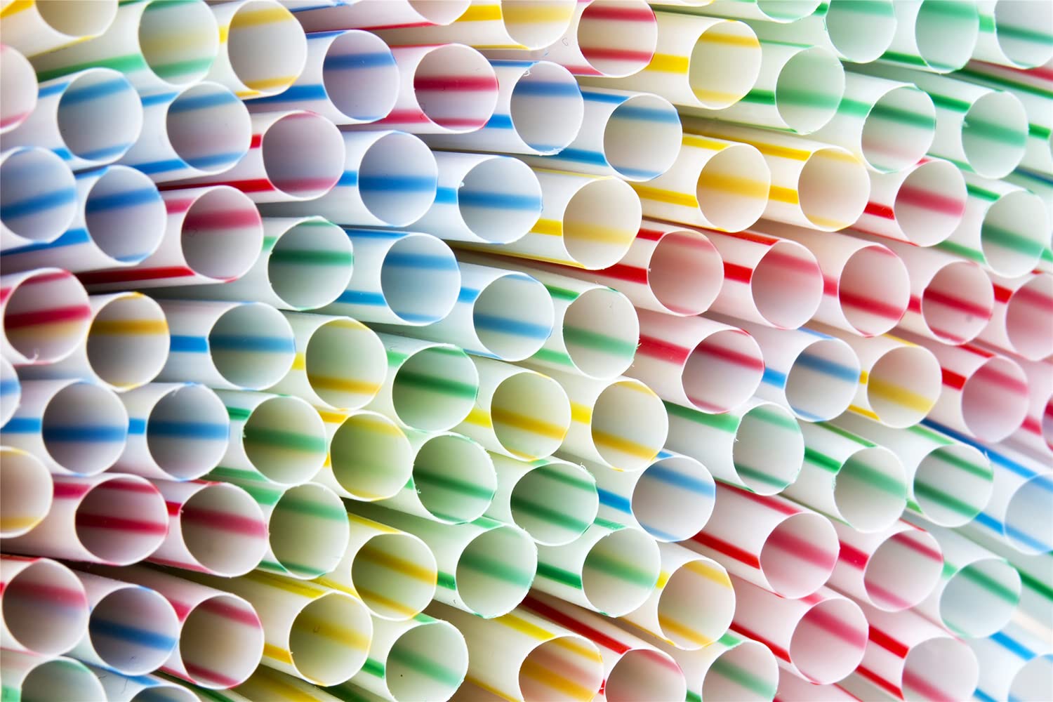 [500 CT] Striped Flexible Individually Wrapped Plastic Disposable Bendy Straws, 7.75" x 0.23"