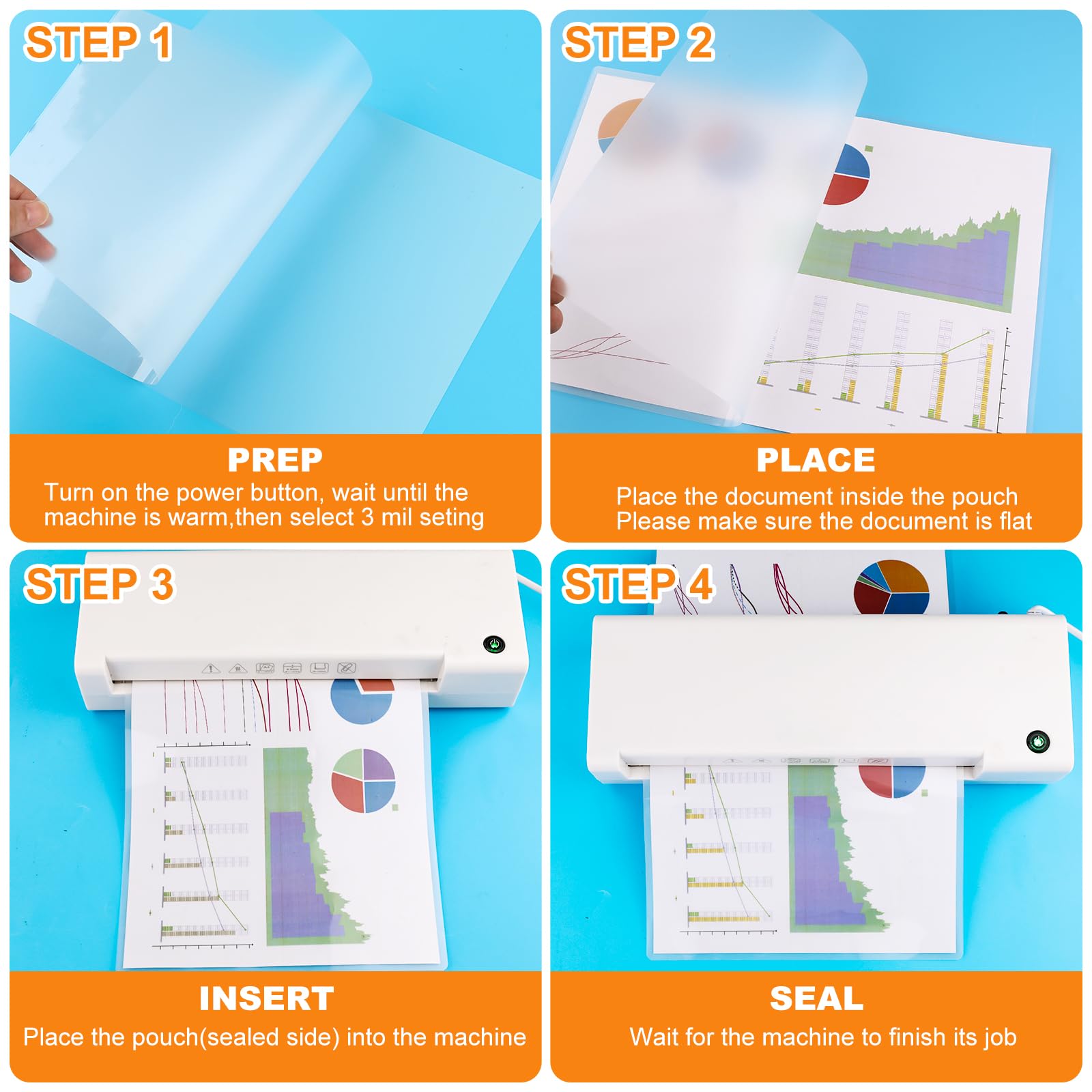 [150/300/500 Pack] Thermal Laminating Pouches, 3 Mil,9 x 11.5 Inches