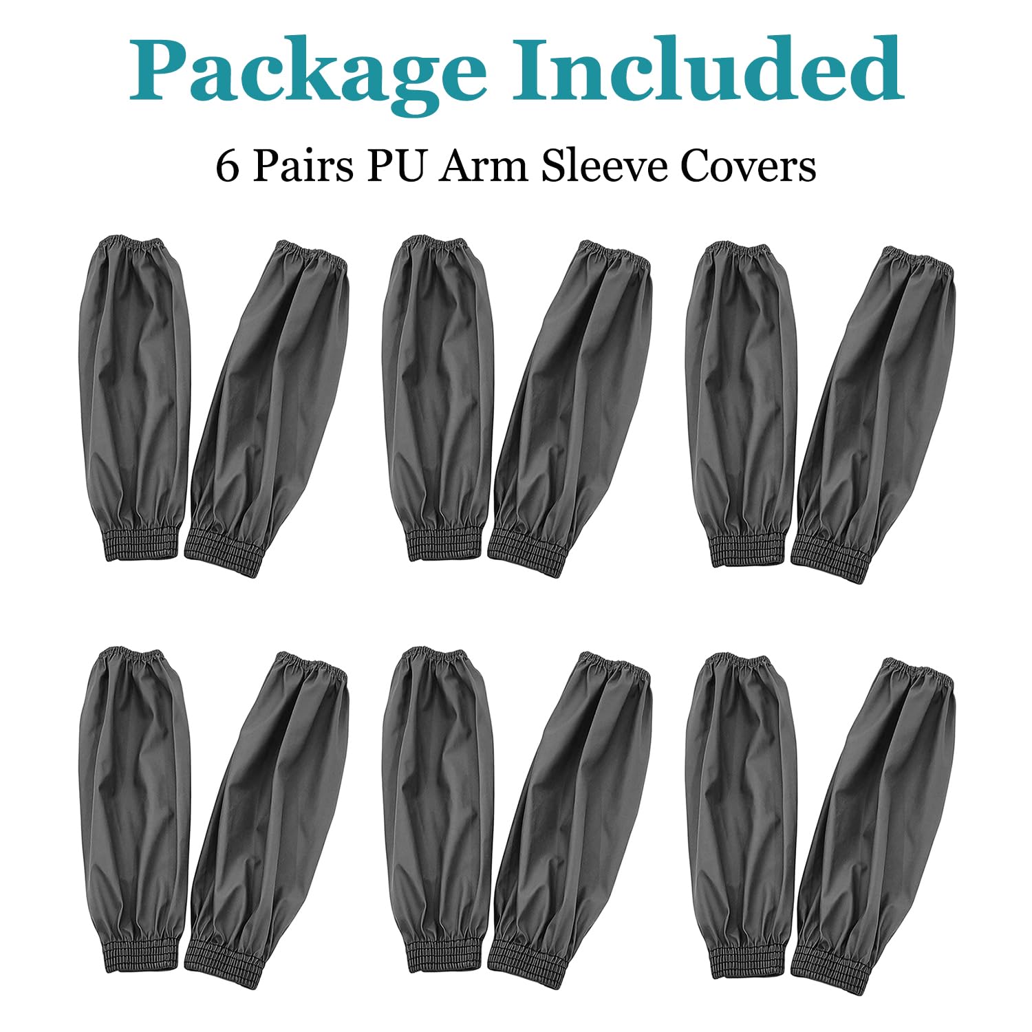 [2 / 6 Pairs] Arm Sleeves Covers, PU Oversleeves Protector for Arm with Four-Needle Elastic Cuffs
