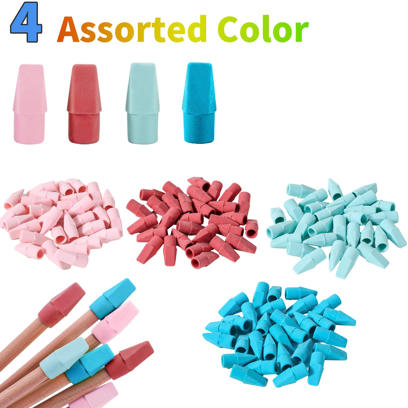 120 Pack Pencil Erasers, Pencil Top Erasers, 7 Colors
