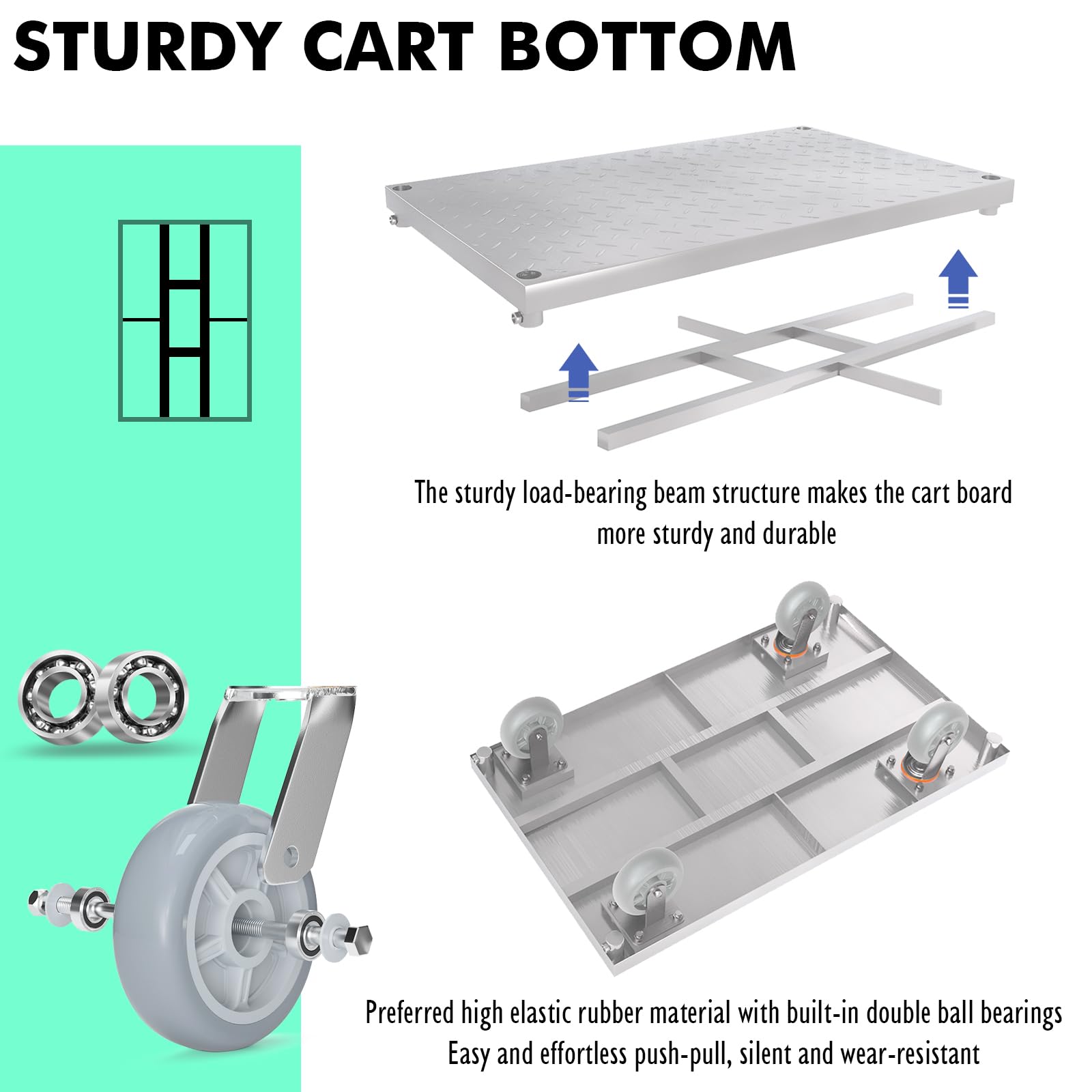Platform Truck Cart with Cage 4-in-1 Push Cart Dolly Load 1800LBS W/Swivel Casters (39" x24")