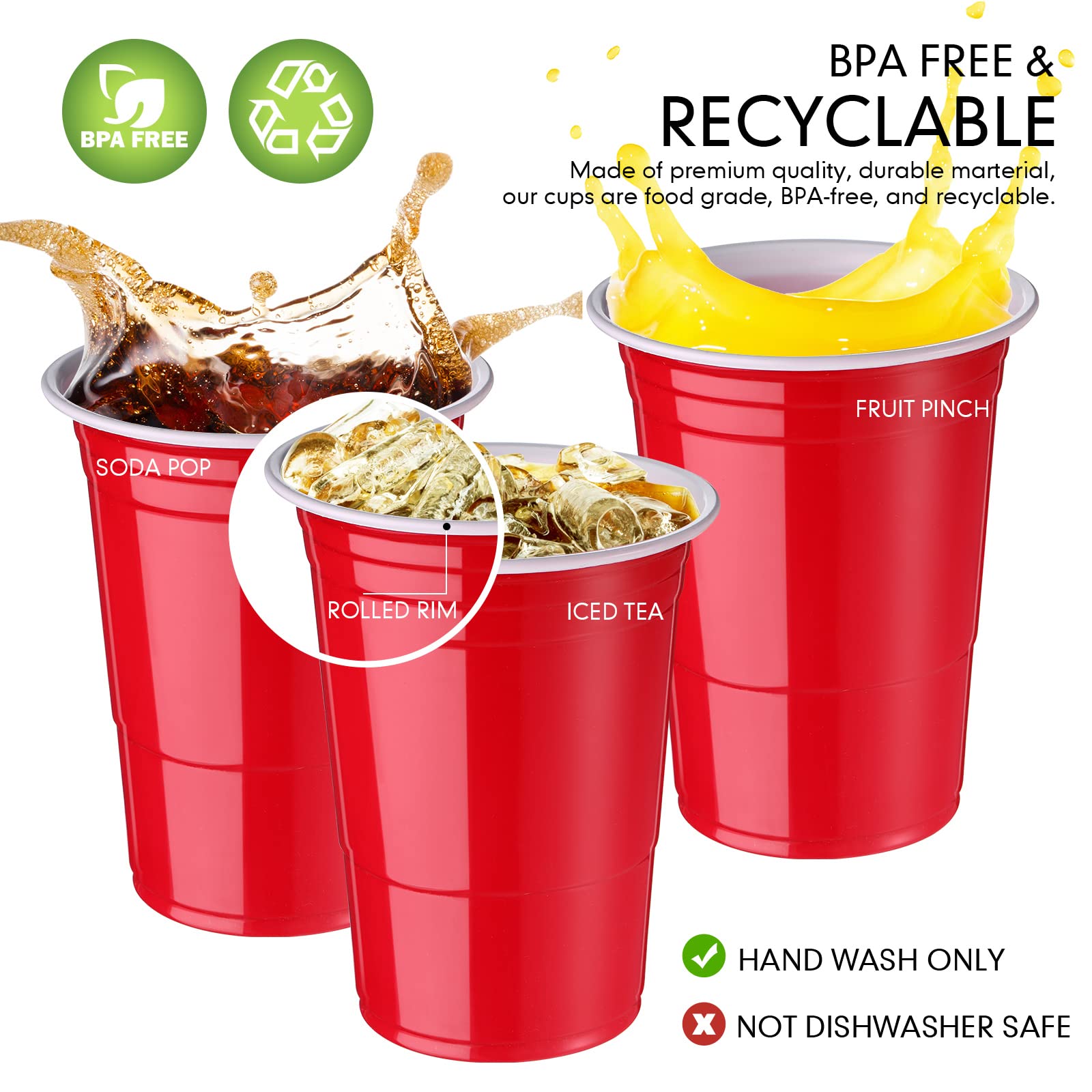 [200 PCS] 16 oz. Plastic Disposable Party Cups