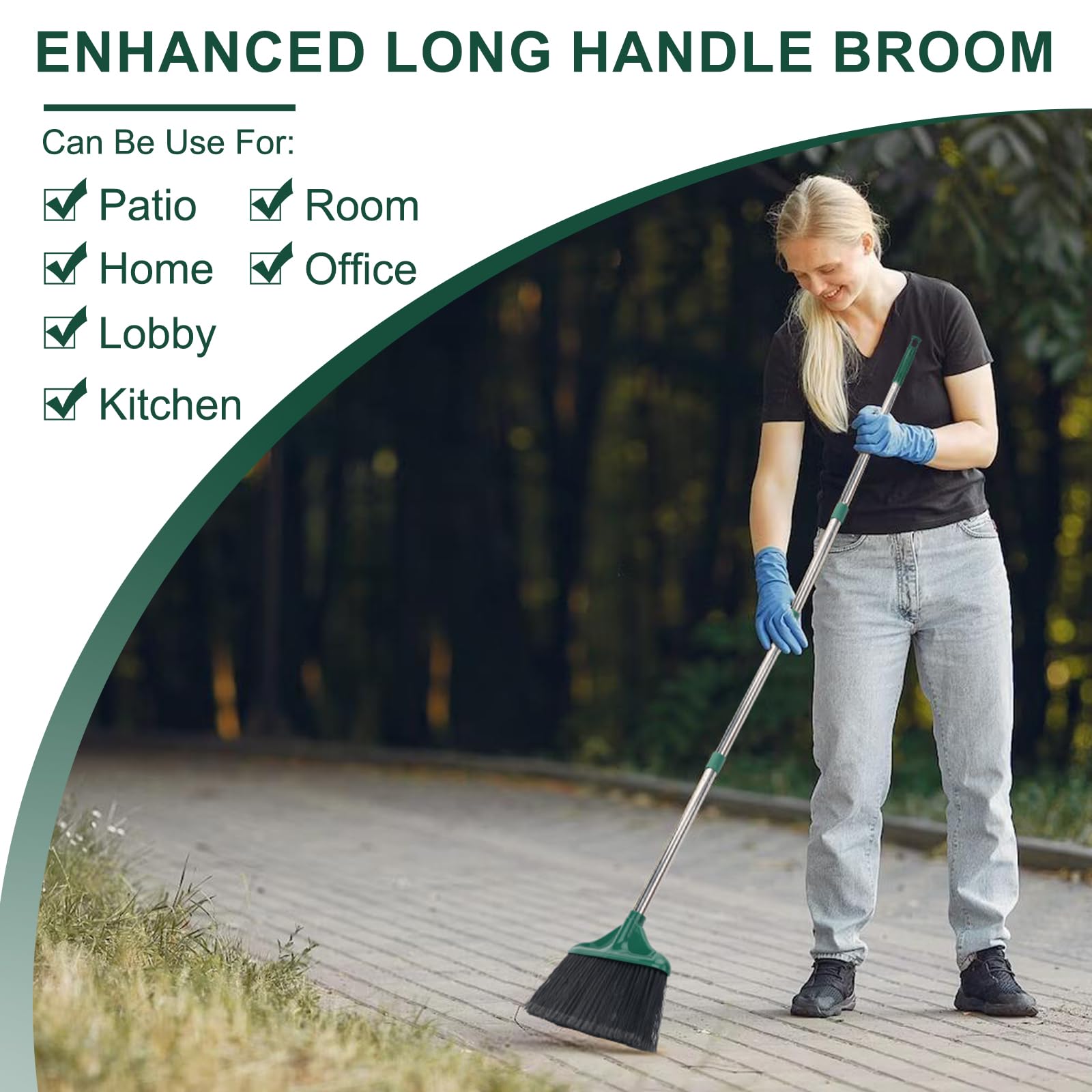 [4 Pack] Heavy Duty Commercial Broom with 61" handle