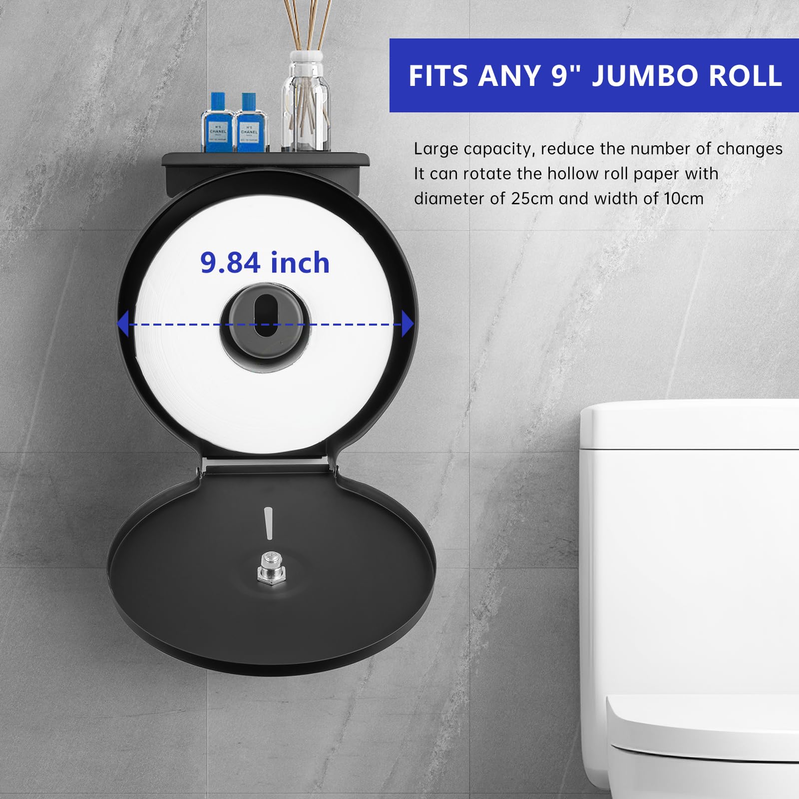 Gorlary Commercial Jumbo Toilet Paper Dispenser with Shelf