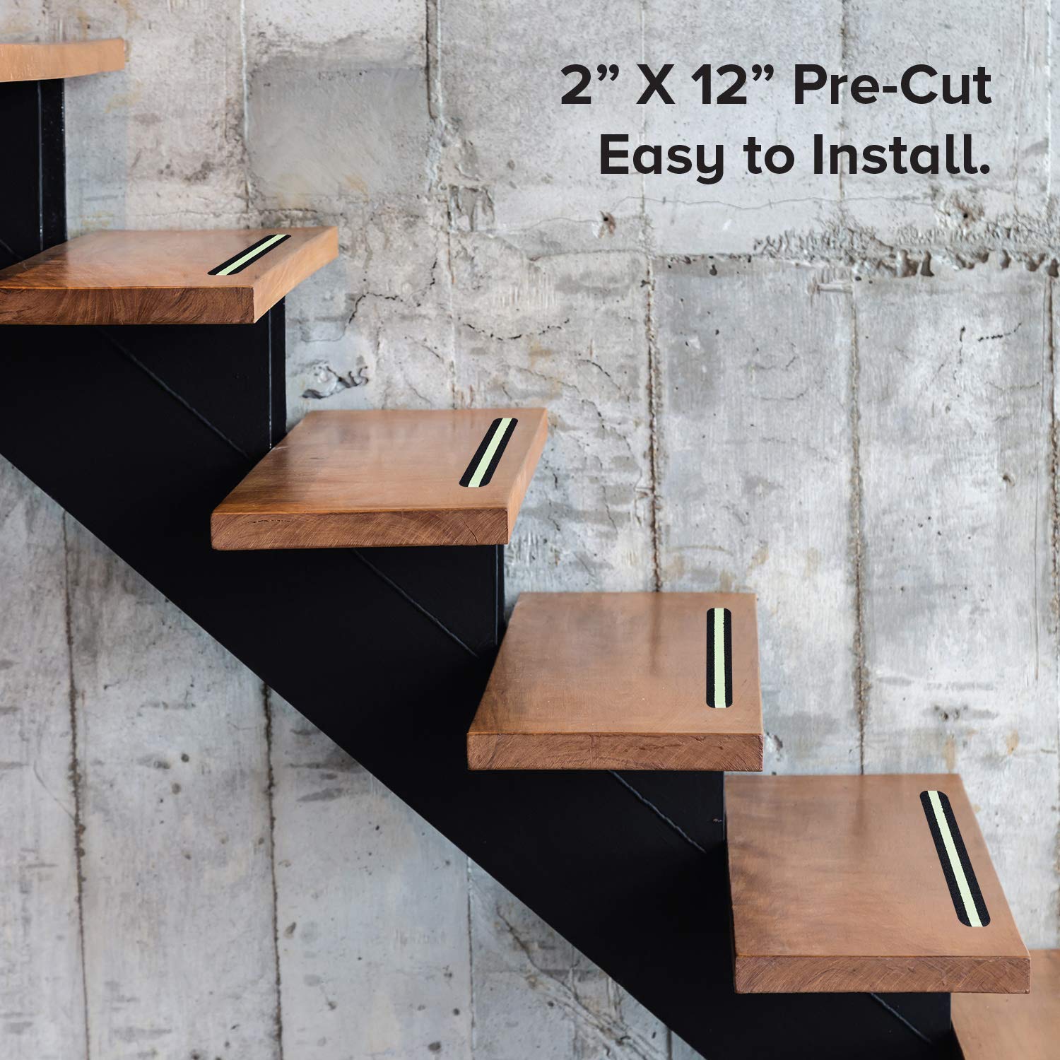 [12 Packs] Anti Slip Traction Treads Black, 2" X 12", Best Grip Tape, 80 Grit