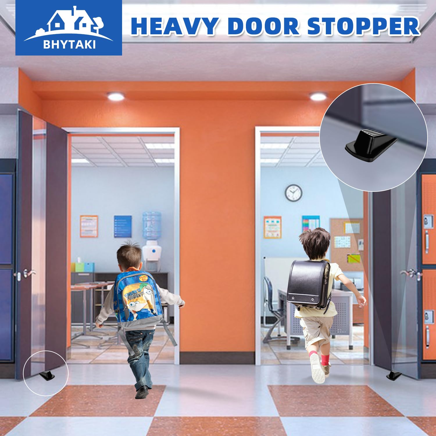 Door Stoppers, 4 Pack Premium Rubber Stoppers Wedge