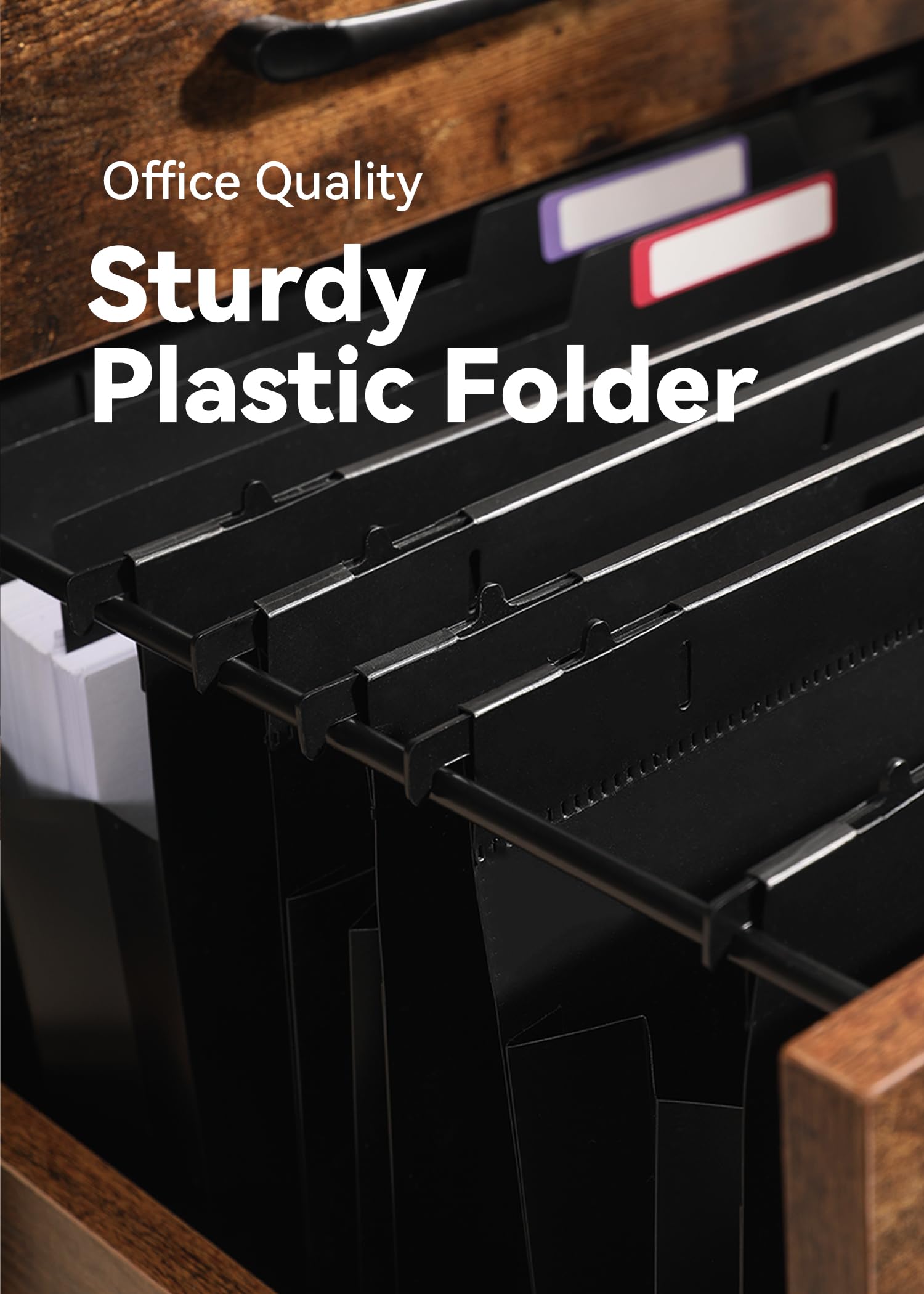 [6 Pack] Plastic High Capacity Hanging File Folders, 4" Expanding Pocket with Movable Dividers