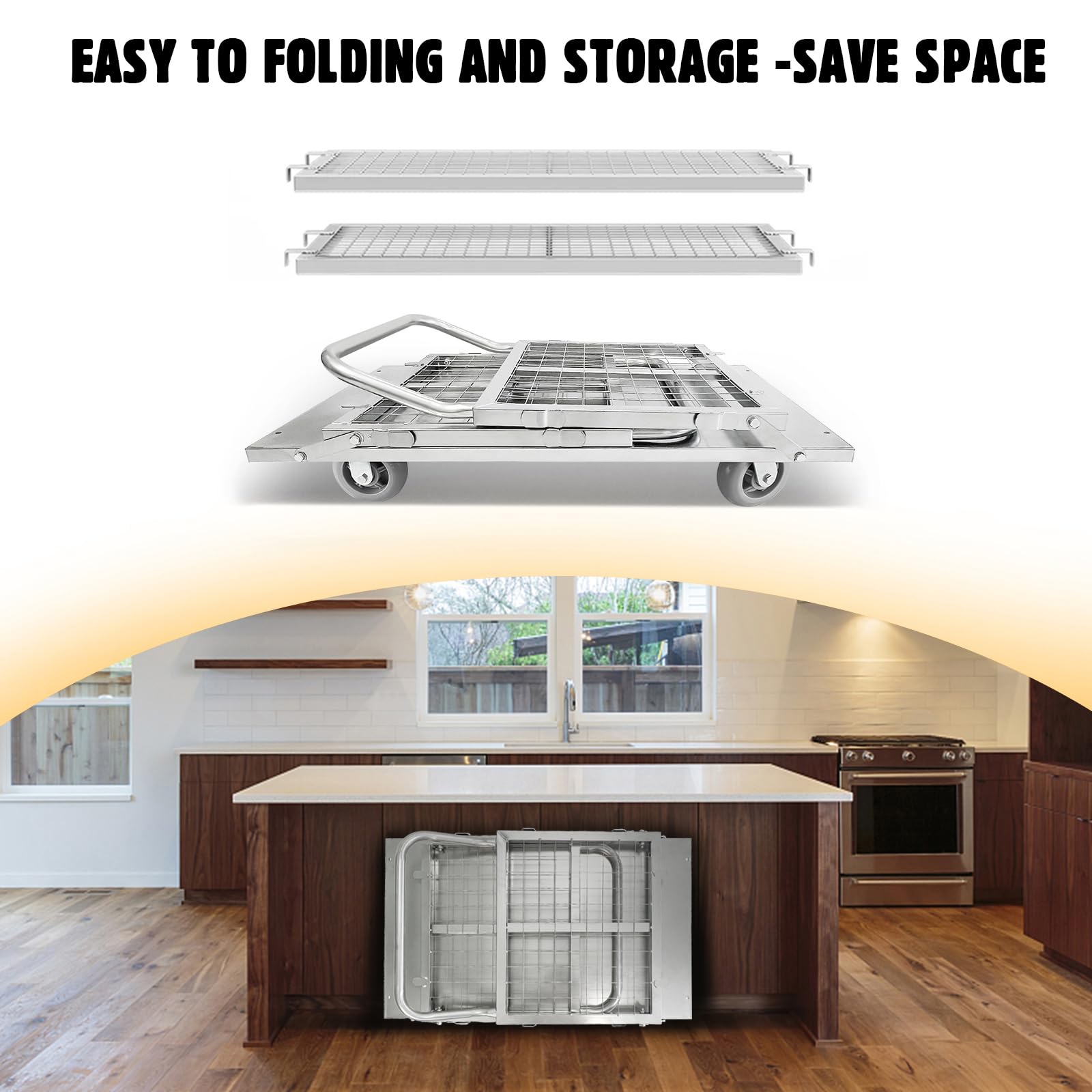 Platform Truck Cart with Cage 4-in-1 Push Cart Dolly Load 1800LBS W/Swivel Casters (39" x24")