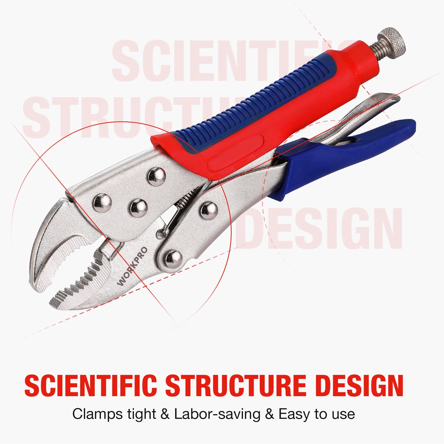 3-piece Locking Pliers Set, 10-inch Curved Jaw, 7-inch Curved Jaw and 6-1/2-inch Straight Jaw