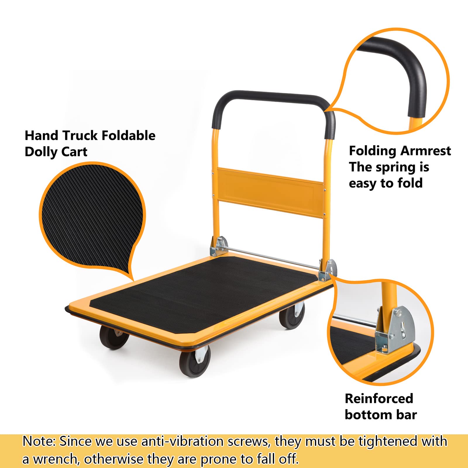 LEADALLWAY Foldable Push Cart Platform Cart