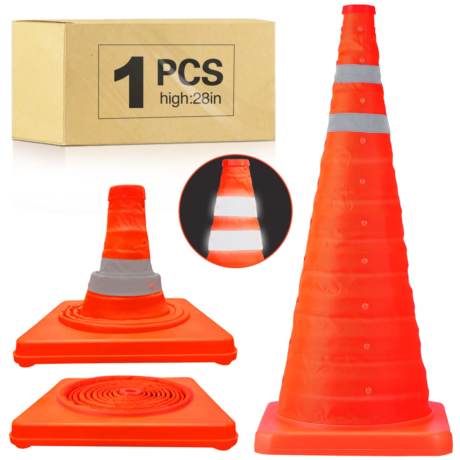 [1 / 3/ 6 / 10 /12 Packs] Collapsible Traffic Safety Cones