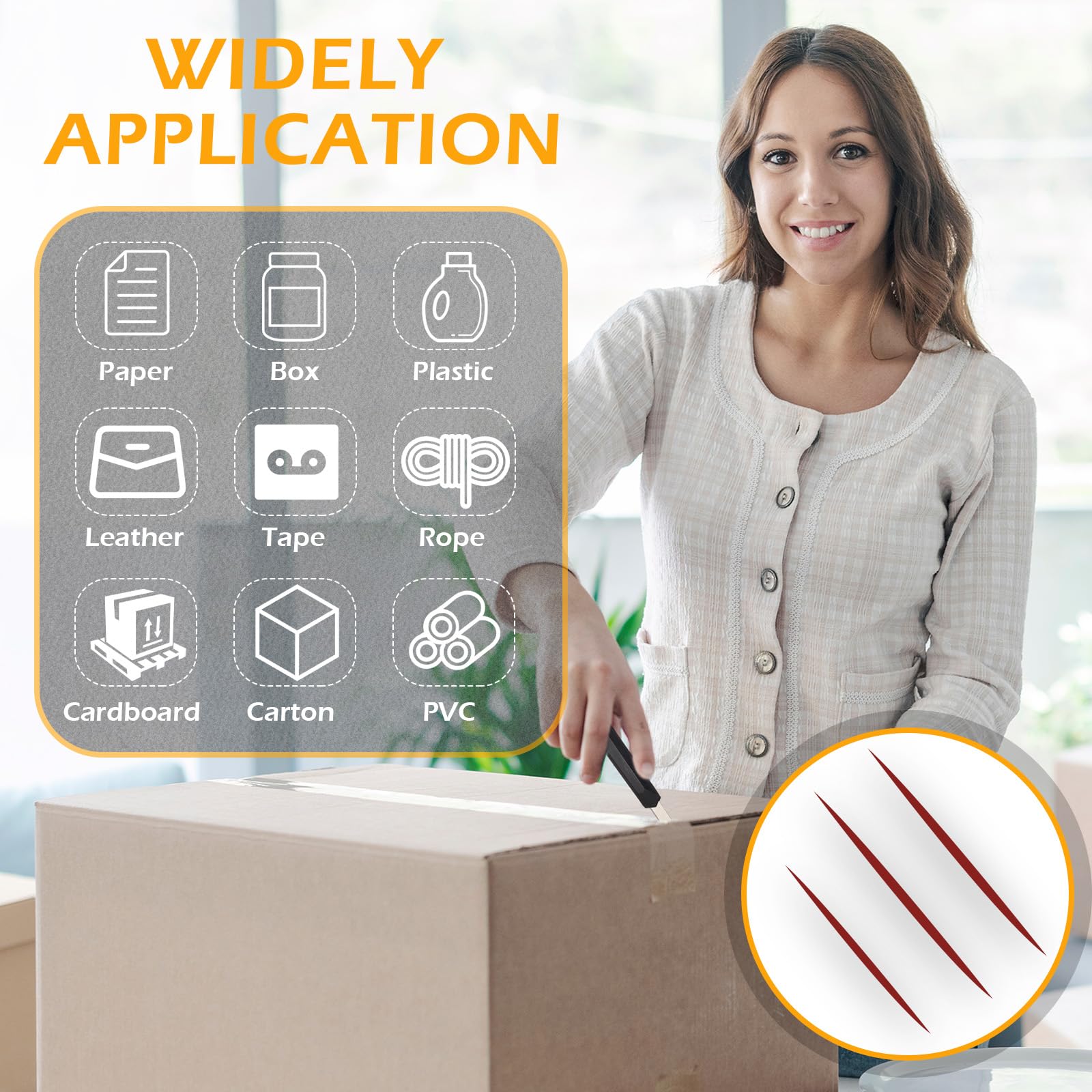 300 Pcs Box Cutters Retractable Utility Knife 9mm Wide Blade Cutter