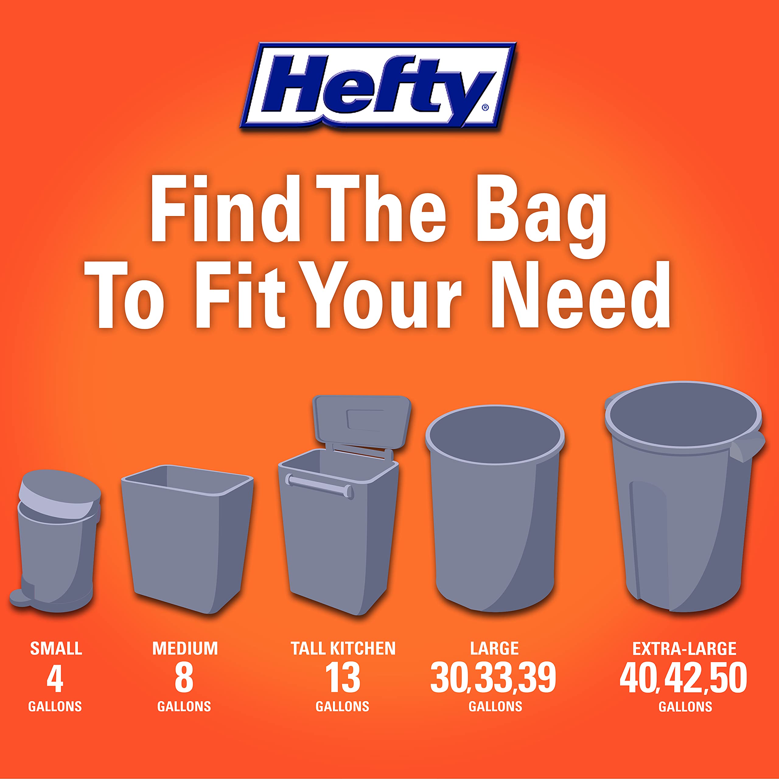 [80 Count] Hefty Ultra Strong Tall Kitchen Trash Bags, Lavender & Sweet Vanilla Scent, 13 Gallon