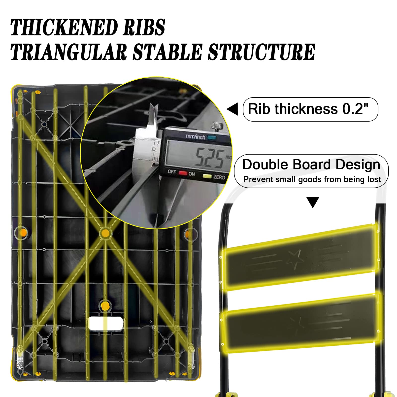 Foldable Platform Truck Heavy Duty Push Cart Dolly with 2000 LBS Capacity, 6''