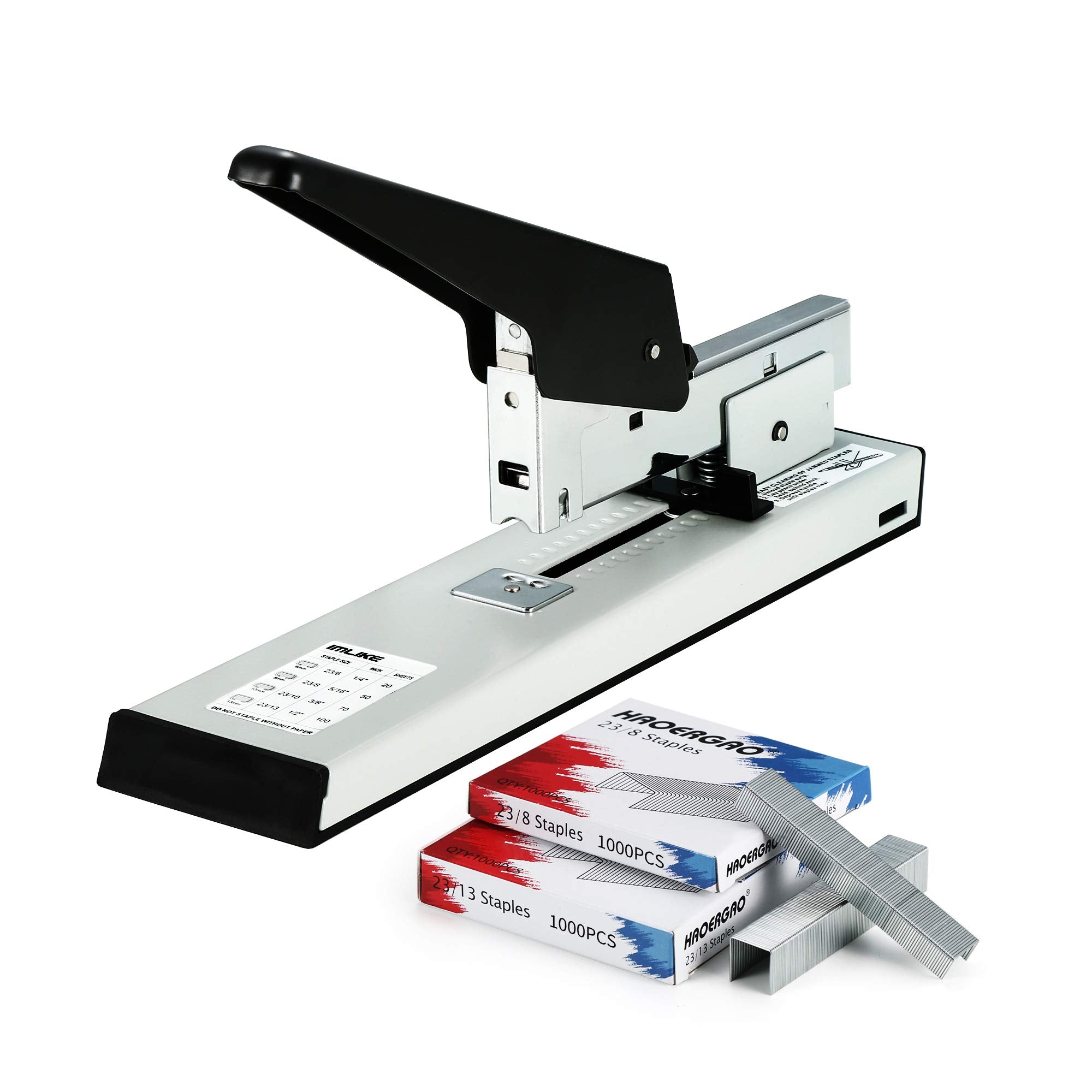 Heavy Duty Stapler with 2000 Staples: 100 Sheets High Capacity Office Stapler, Include 23/8 & 23/13 Staples Each 1000PCS