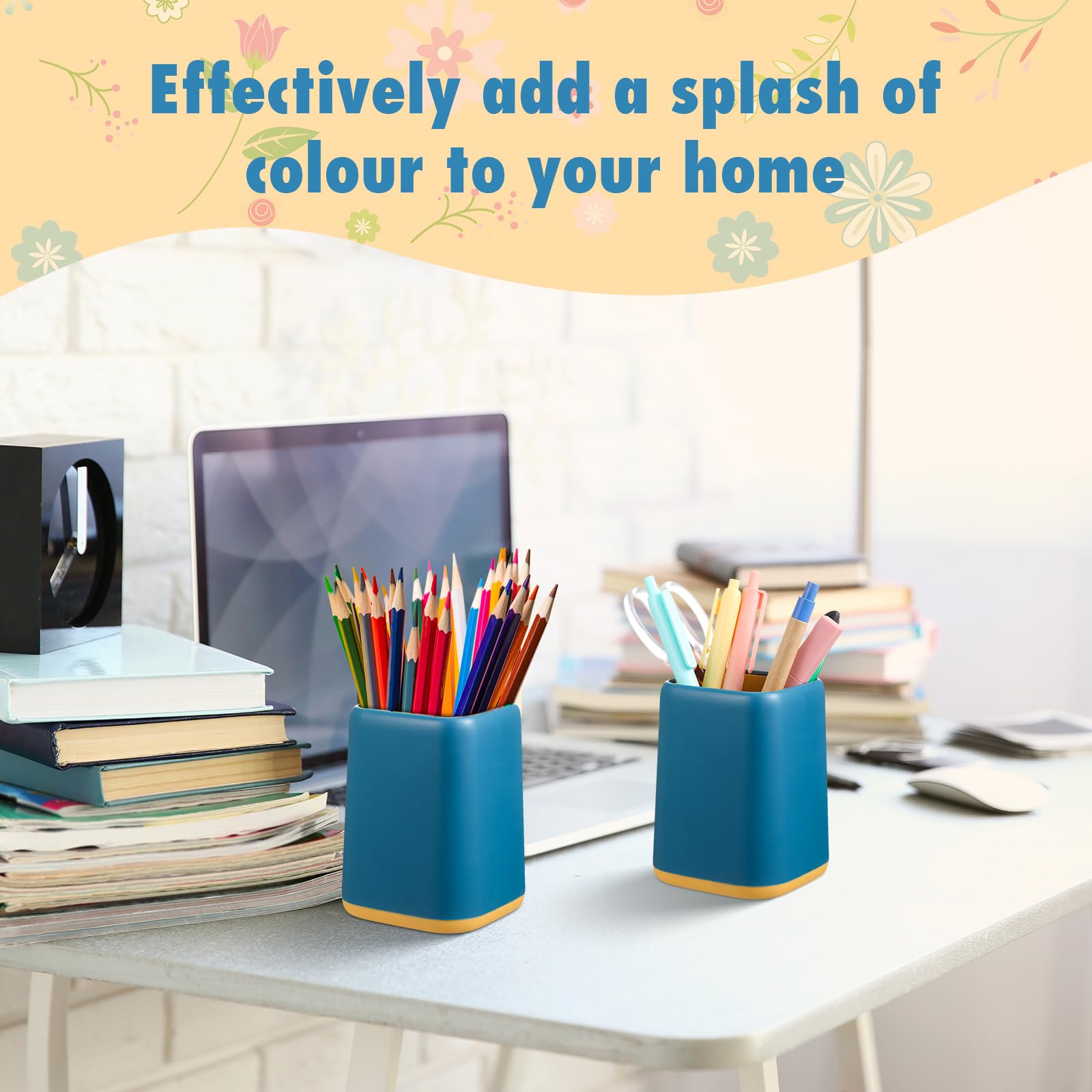 12 Pcs Pencil Holder for Desk, 4.1 x 2.95 x 2.75 Inch(White/Dark Blue/Light Green)