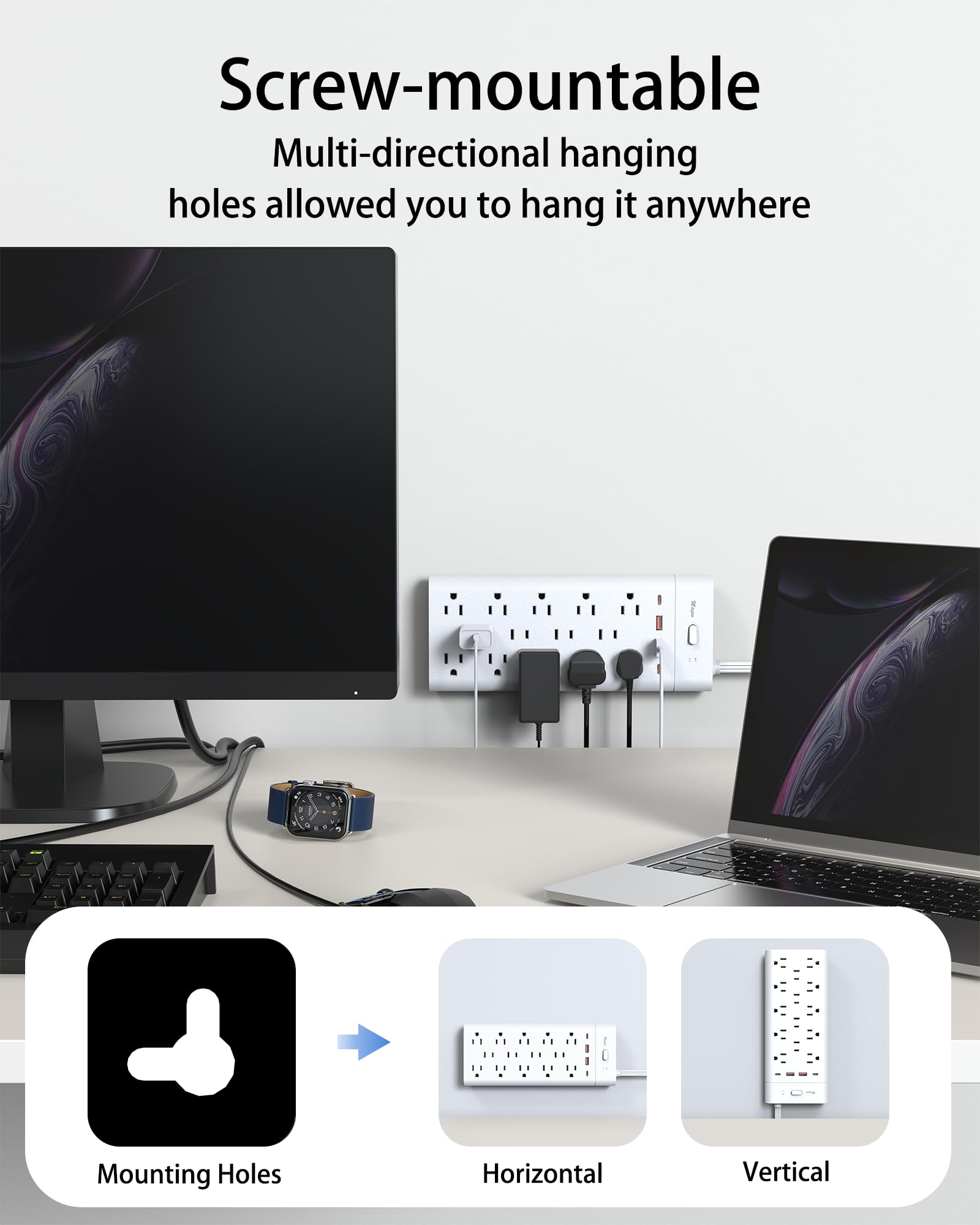 Power Strip Surge Protector Outlet Extender with 14 Outlets and 4 USB Ports (2 USB C), 6 Ft / 10 Ft / 15 Ft