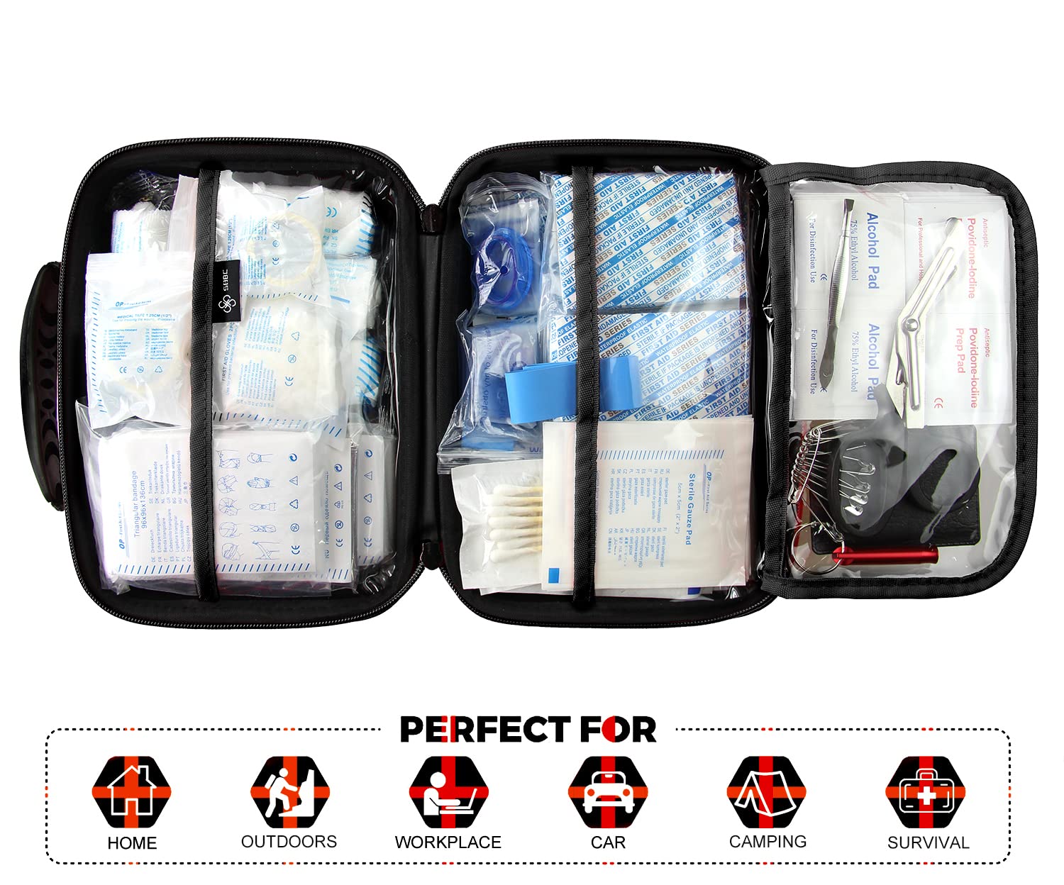SHBC Waterproof First Aid Kit (228pcs) with All Basic or Advanced Supplies You Need.